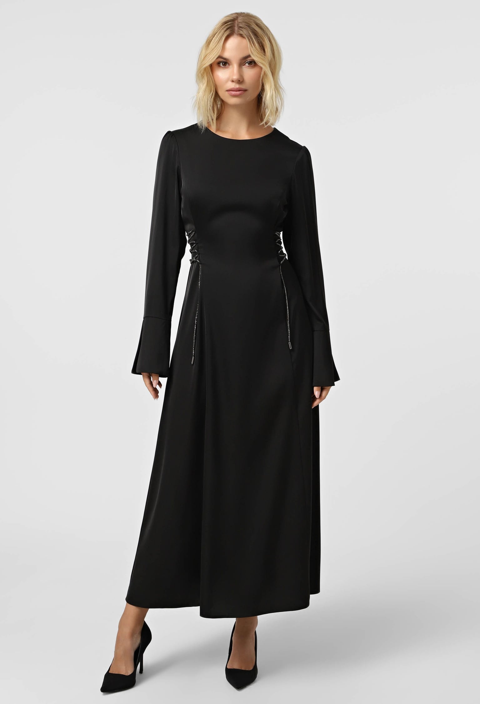 Плаття 7207 чорний атлас 34(р)