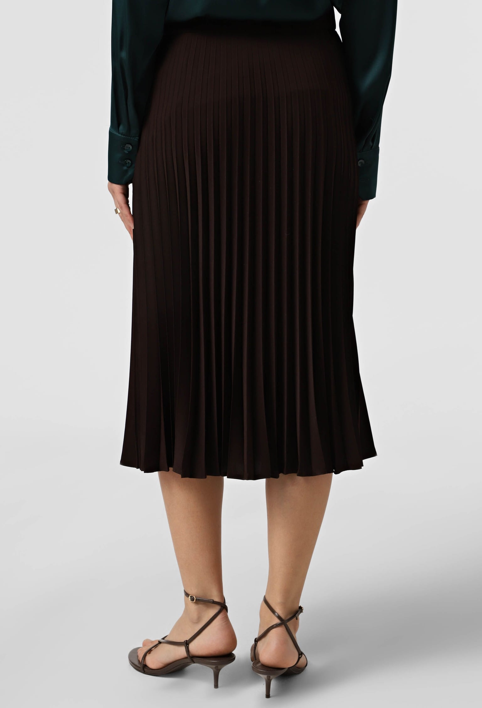 Спідниця 1243-5 шоколадний креп-шовк, плісе 42(р)
