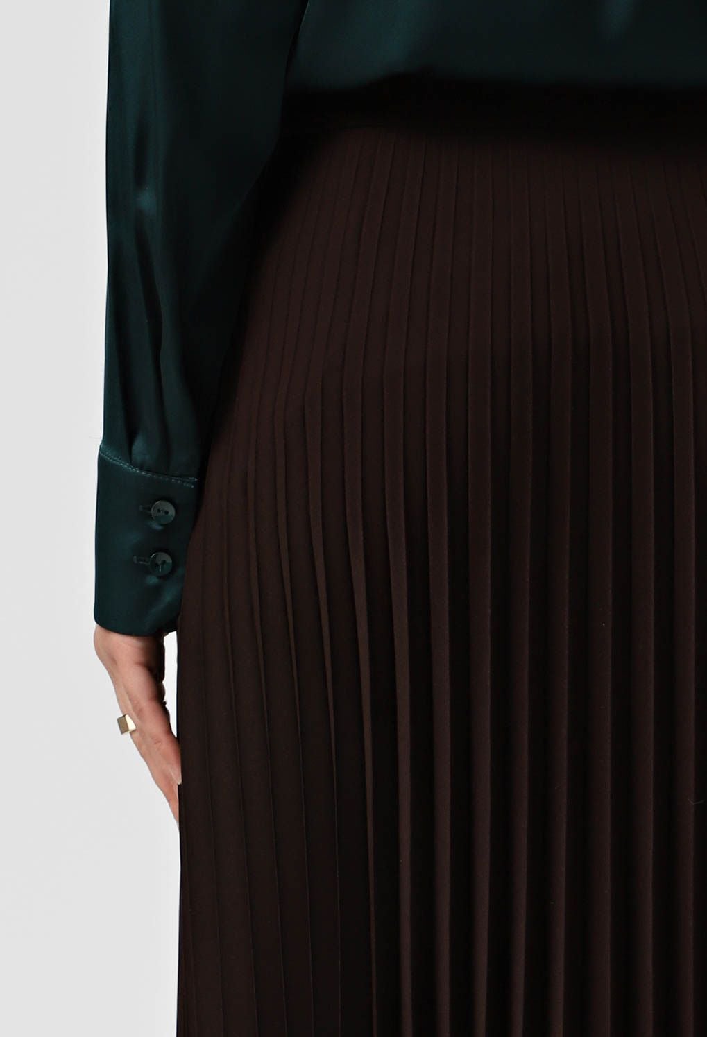 Спідниця 1243-5 шоколадний креп-шовк, плісе 42(р)