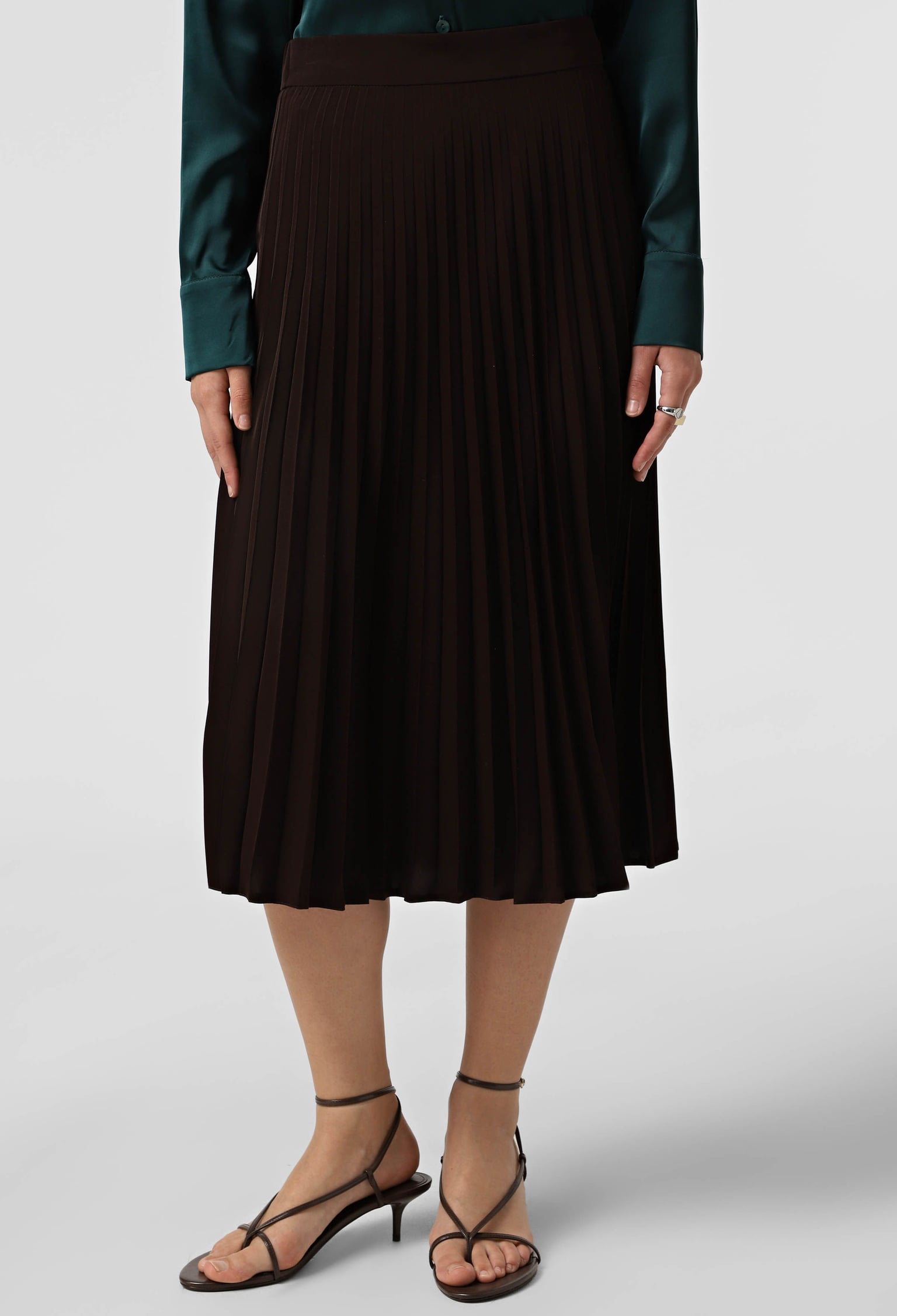 Спідниця 1243-5 шоколадний креп-шовк, плісе 42(р)