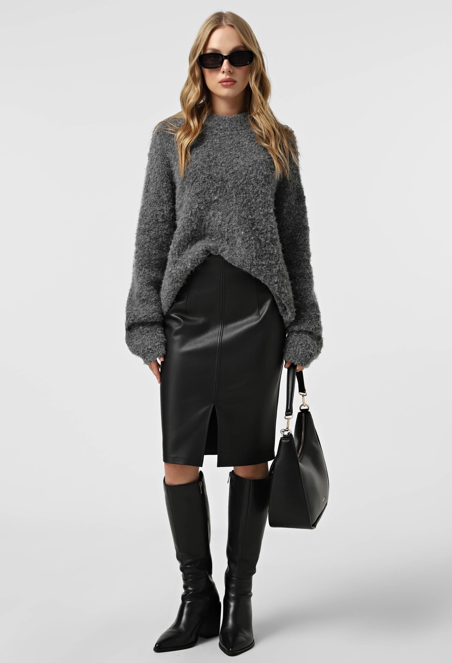 Спідниця 1516 чорний шкіра на замші 38(р)