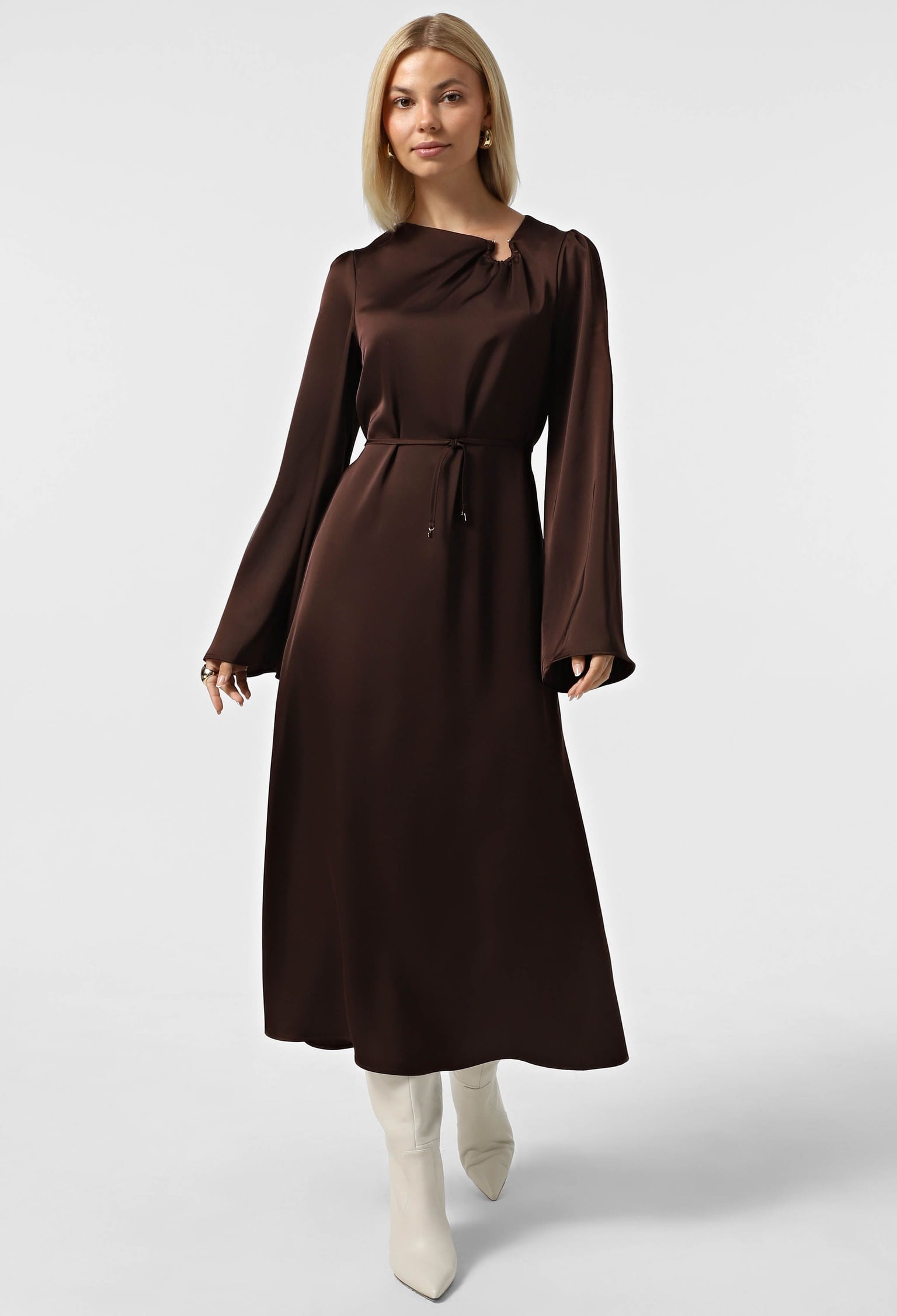 Плаття 7204-1 шоколадний атлас 36(р)