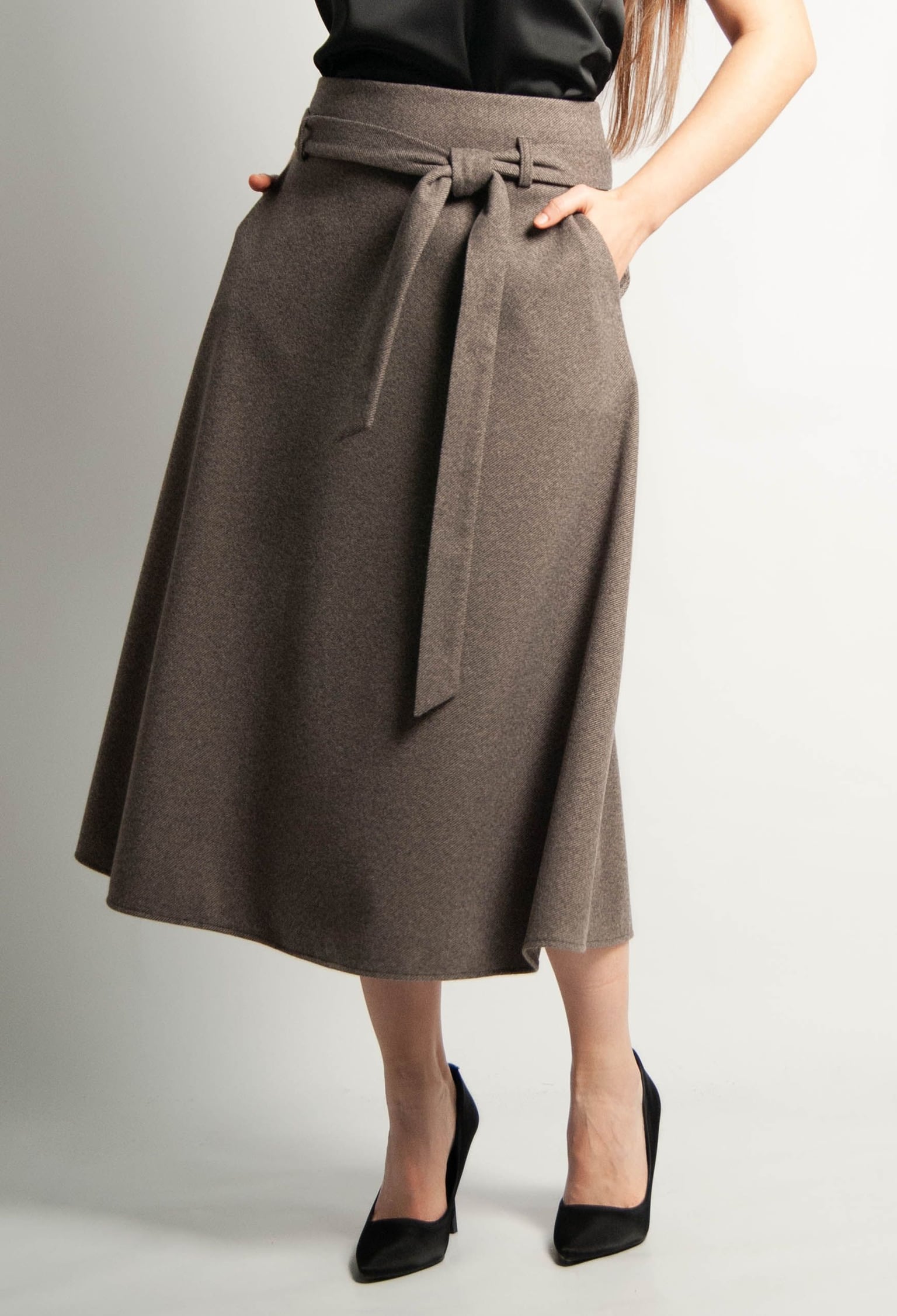 Спідниця 1265-10 кавовий кашемір-діагональ 50(р)