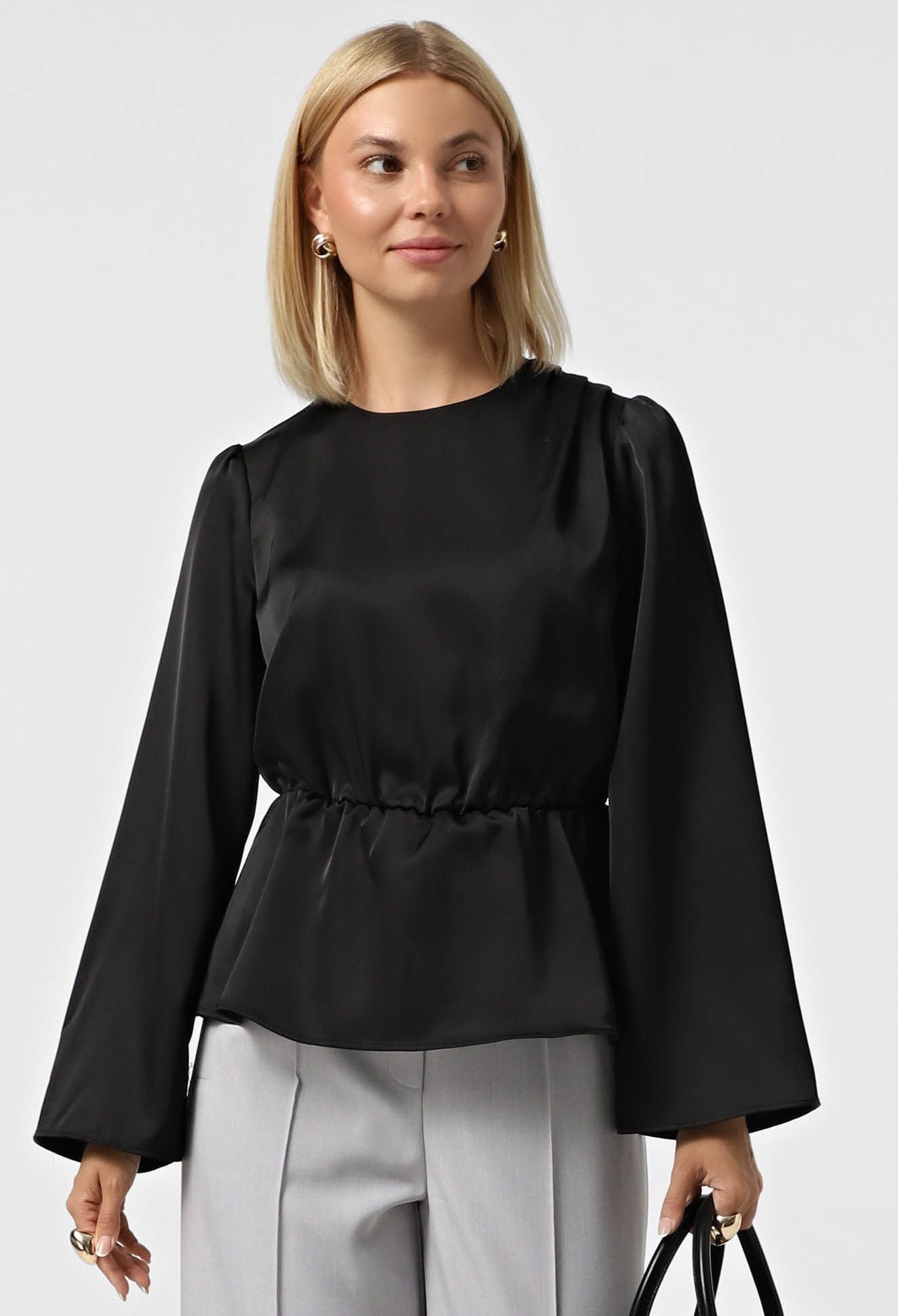 Блузка 5196 чорний шовк-армані 46(р)