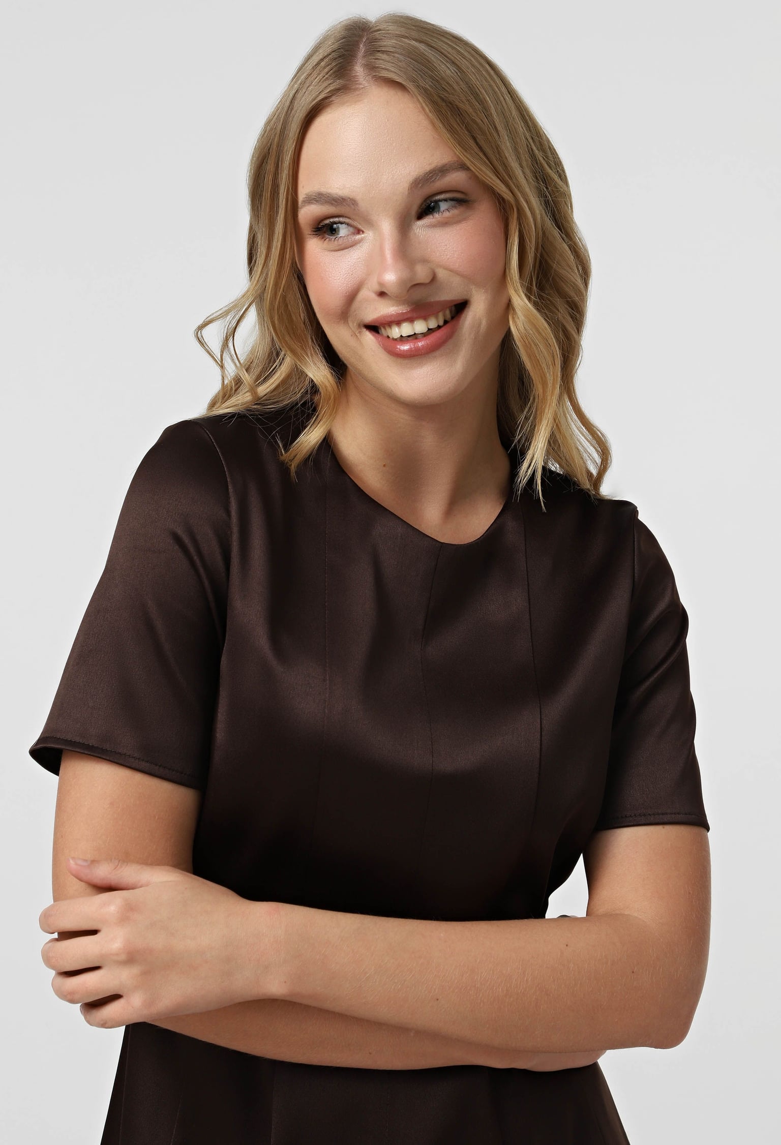 Плаття 7191-2 шоколадний атлас 42(р)