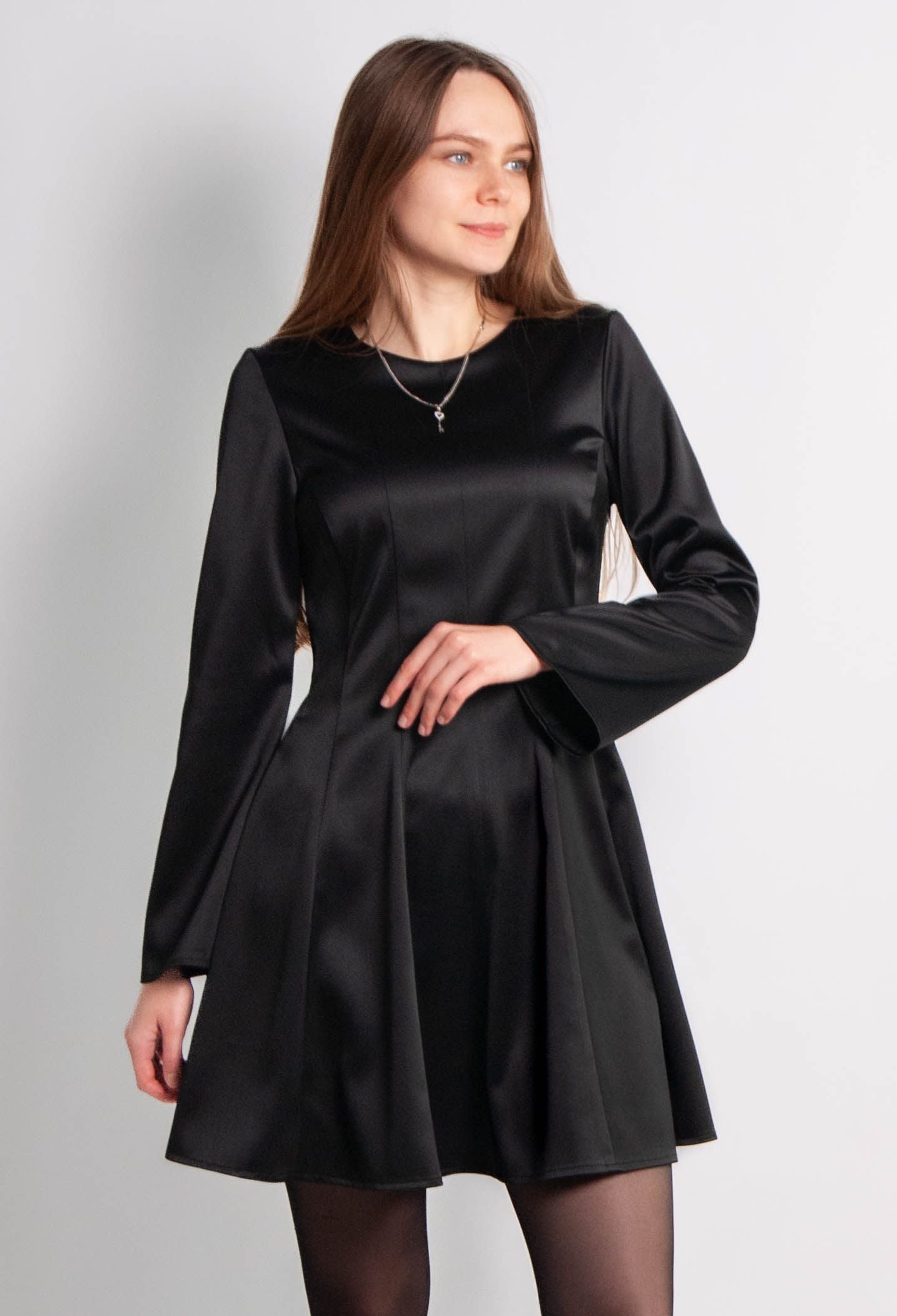 Плаття 7215 чорний атлас 34(р)