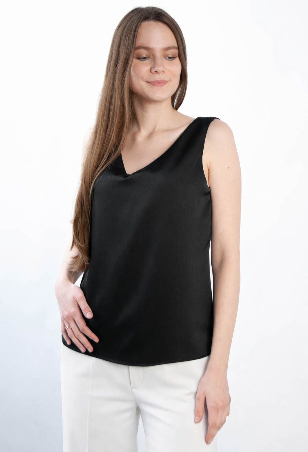 Блузка 5200 чорний атлас 36(р)