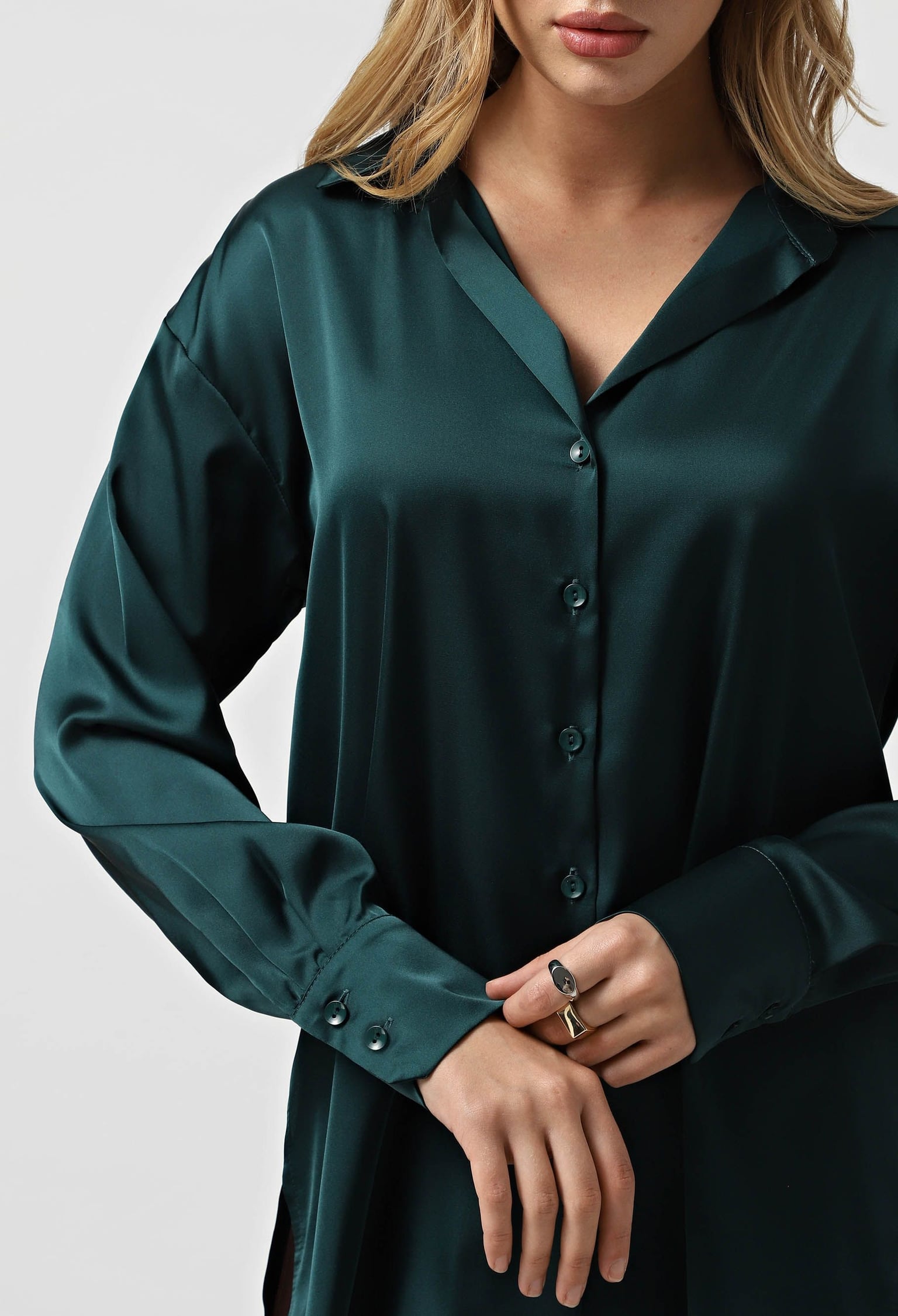 Блузка 5120-7 смарагдовий шовк-армані 46(р)