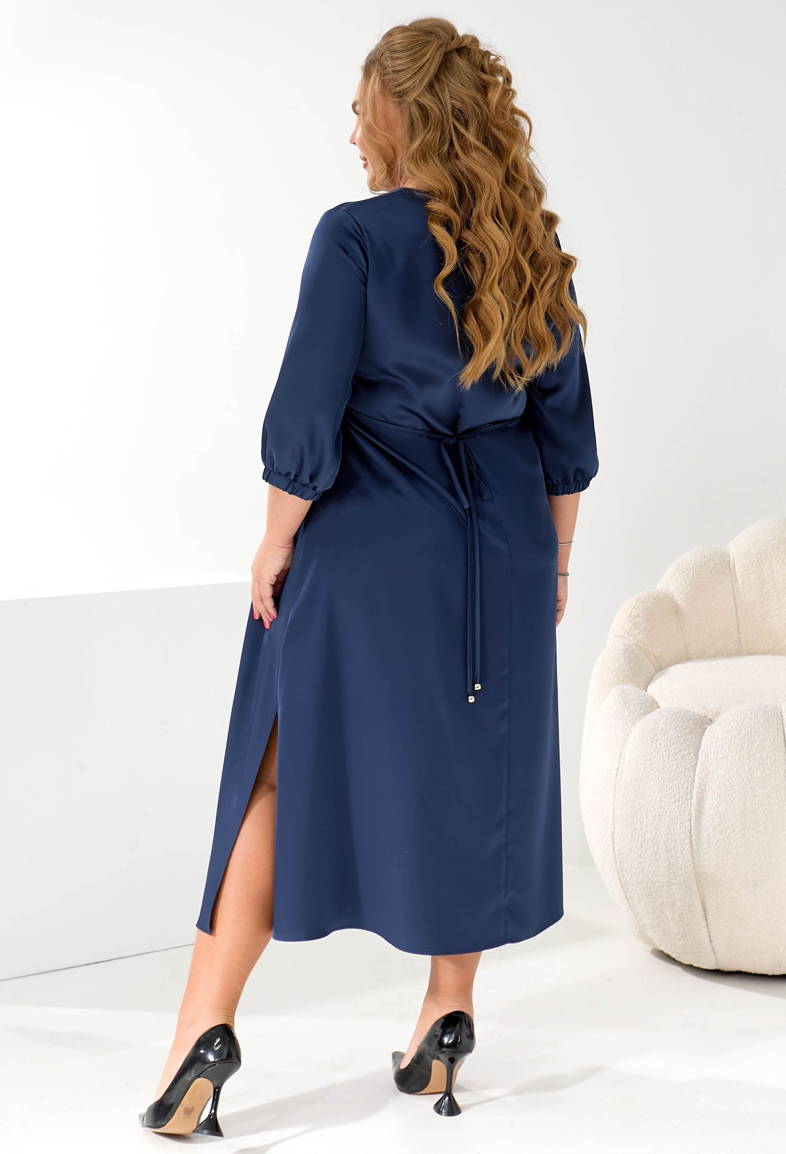 Плаття 7208 лазурно-синій атлас 42(р)