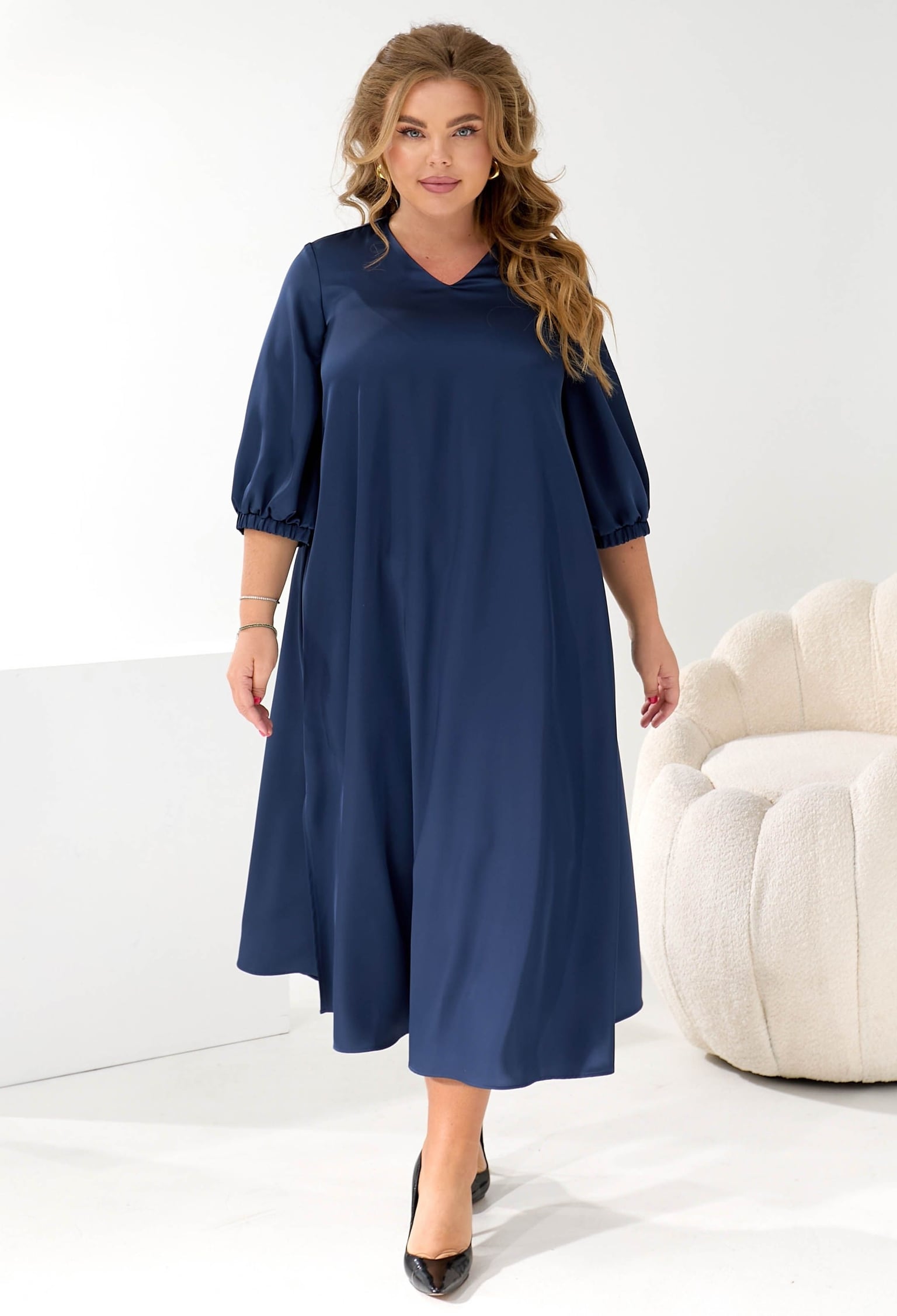 Плаття 7208 лазурно-синій атлас 40(р)