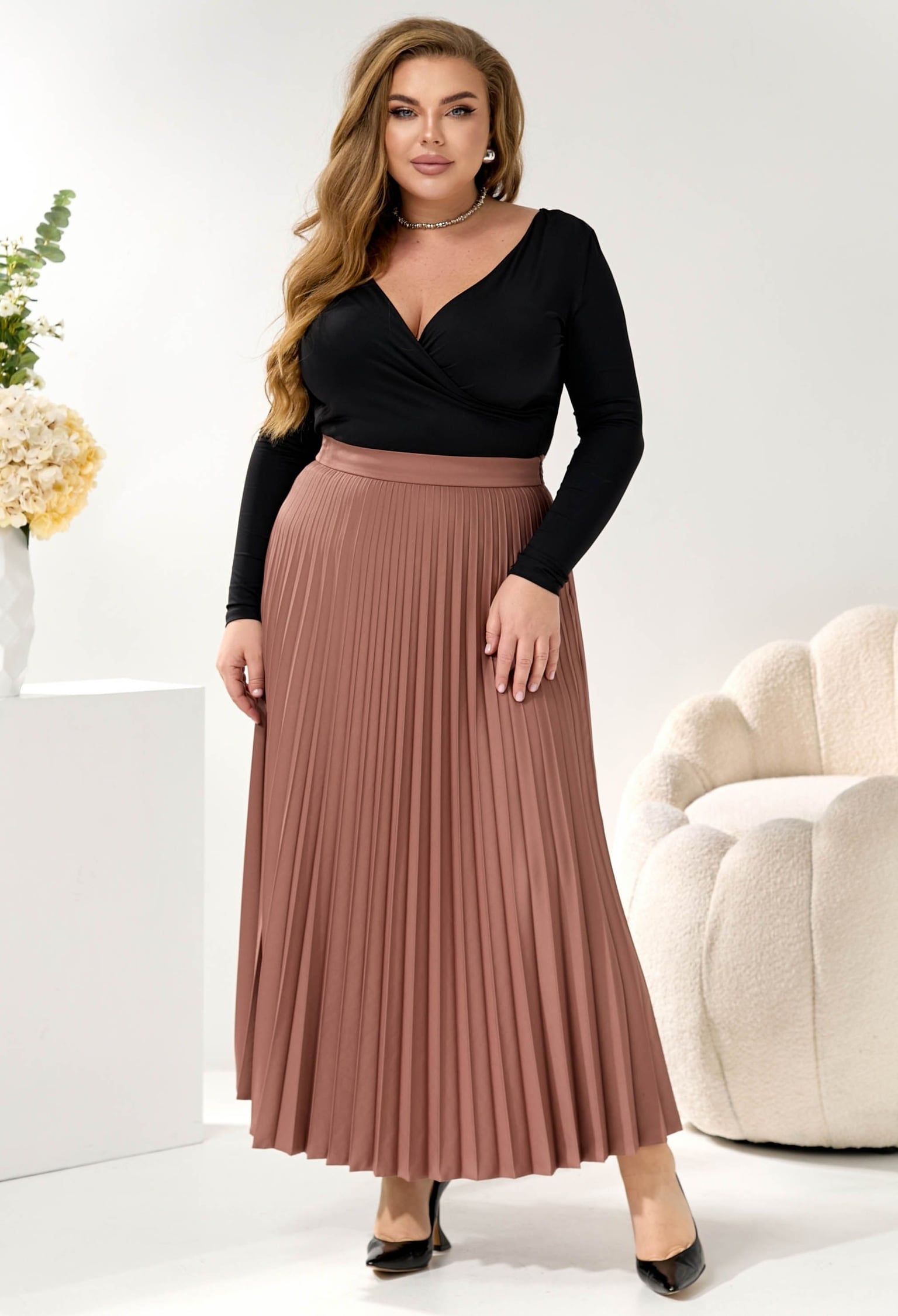 Спідниця 1513-1 капучино, плісе тіар 38(р)