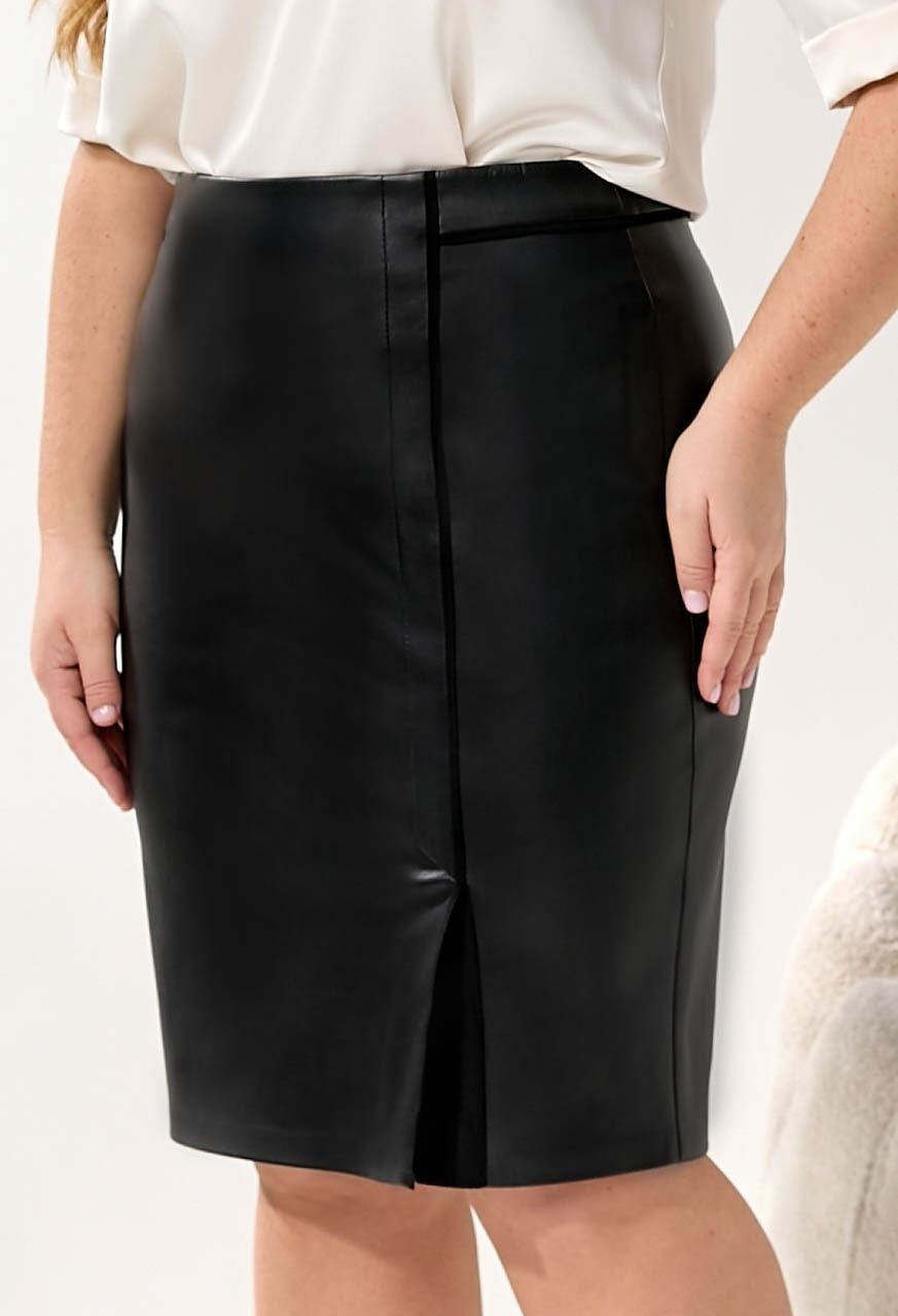 Спідниця 1494-2 чорний шкіра на замші 44(р)