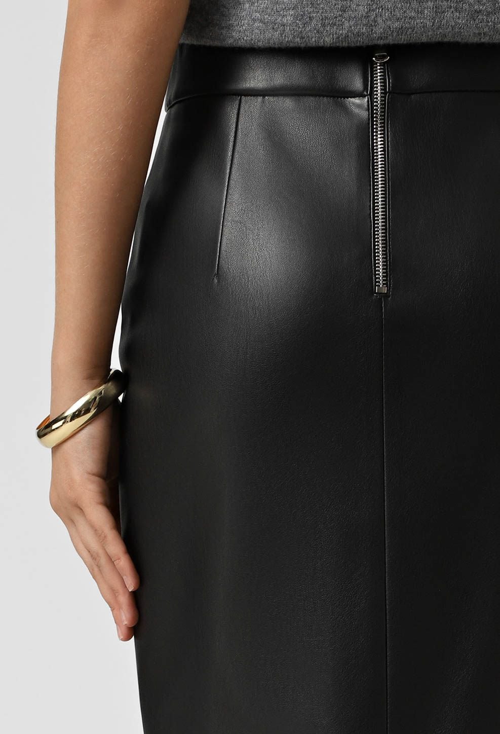 Спідниця 1511 чорний шкіра на замші 46(р)