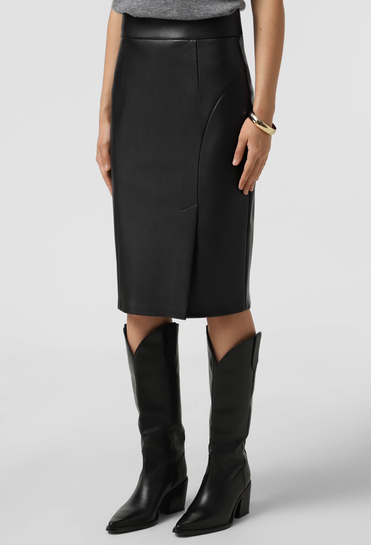 Спідниця 1511 чорний шкіра на замші 36(р)