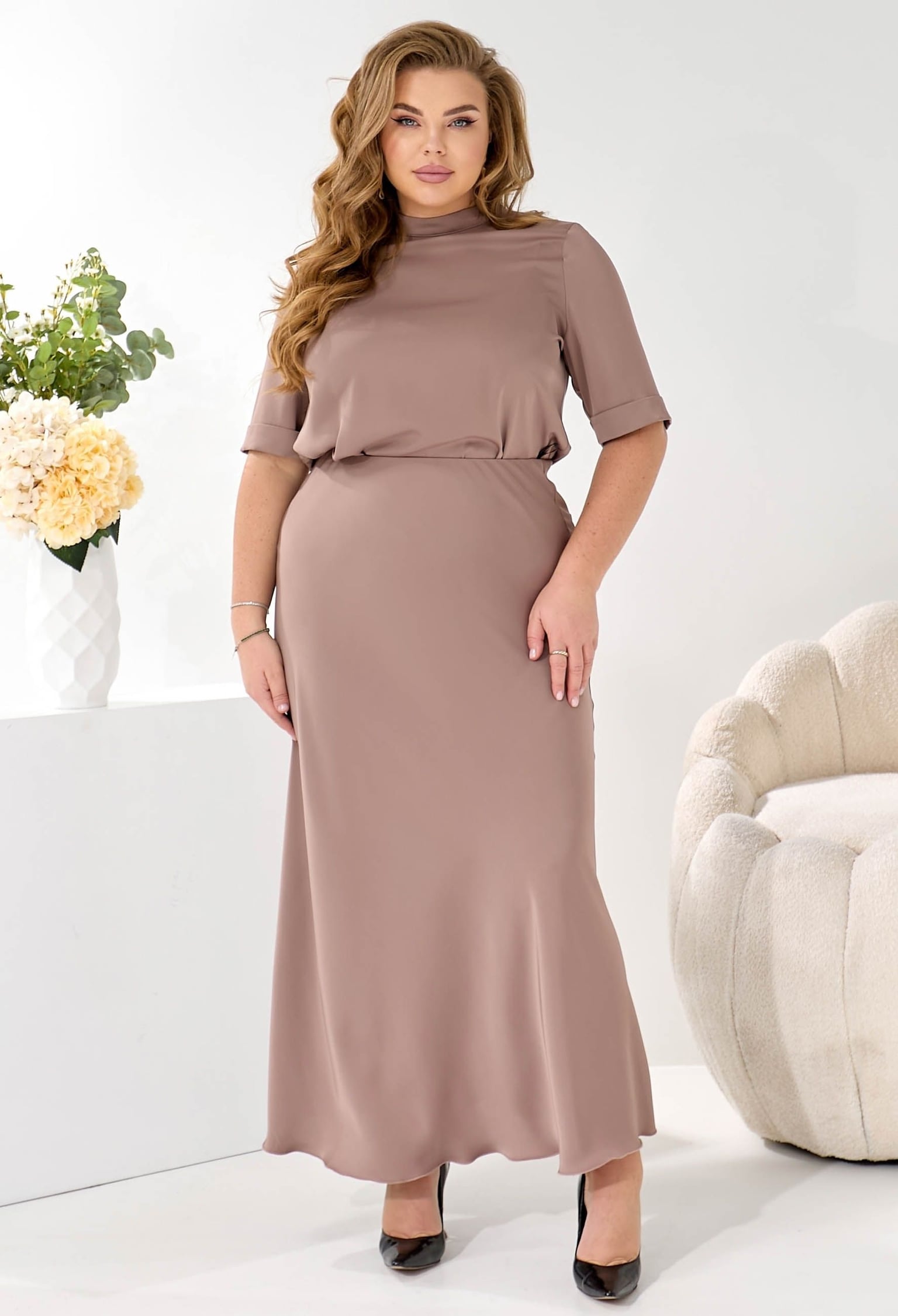 Спідниця 1911-1 капучино атлас 46(р)