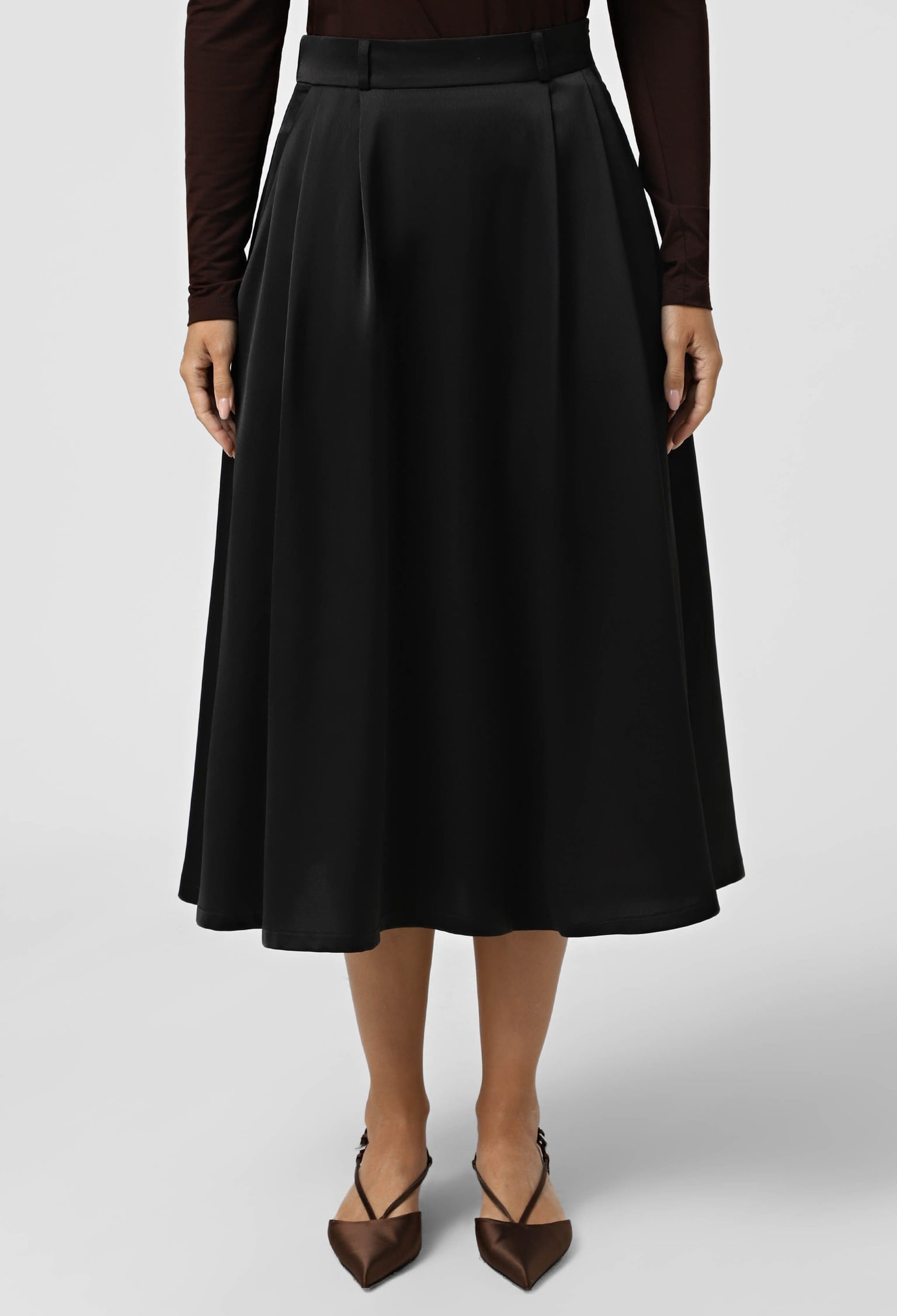 Спідниця 1529 чорний атлас 42(р)