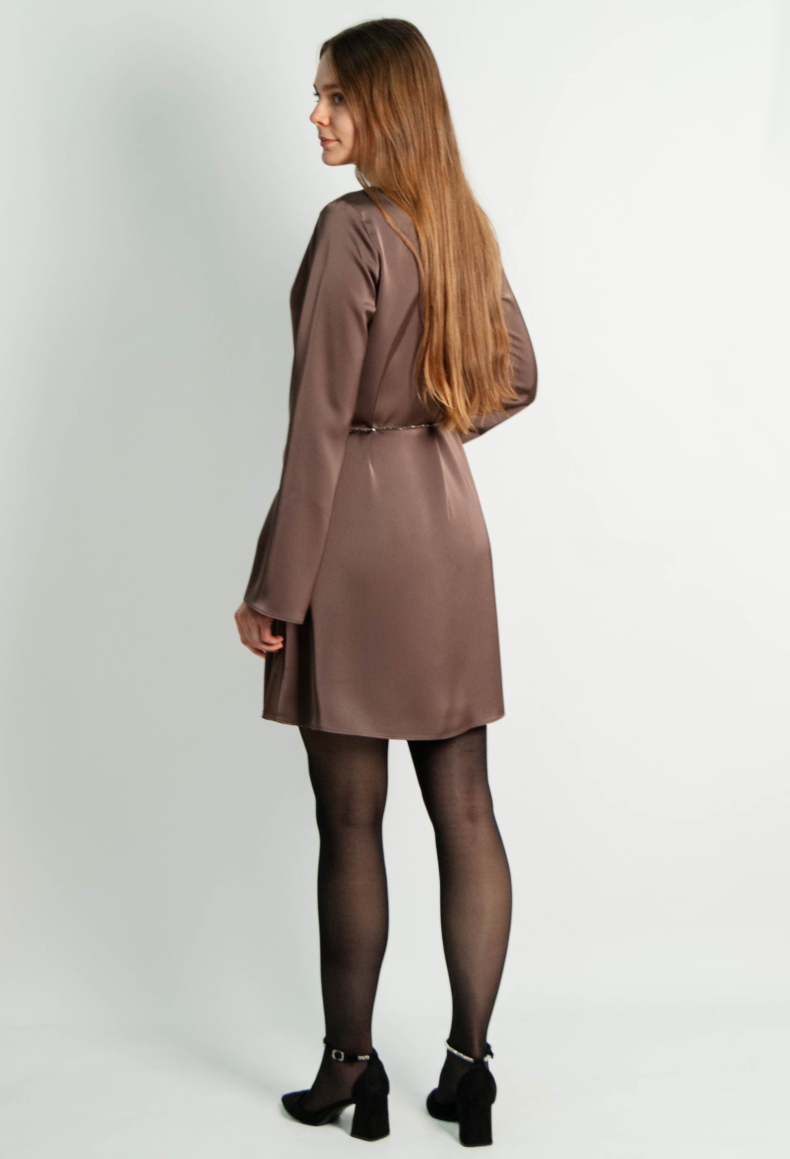 Плаття 7211-1 молочний шоколад атлас 42(р)