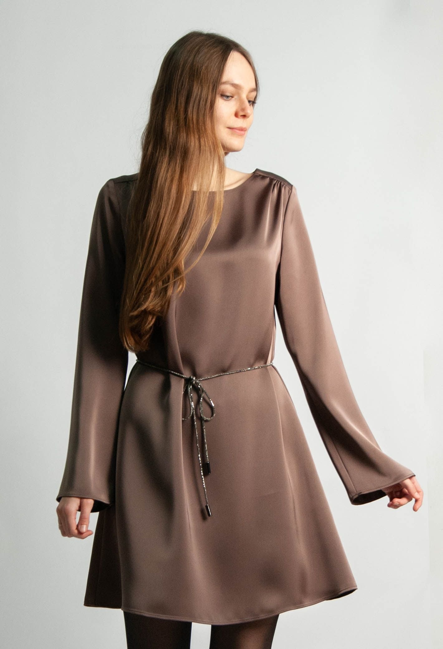 Плаття 7211-1 молочний шоколад атлас 42(р)