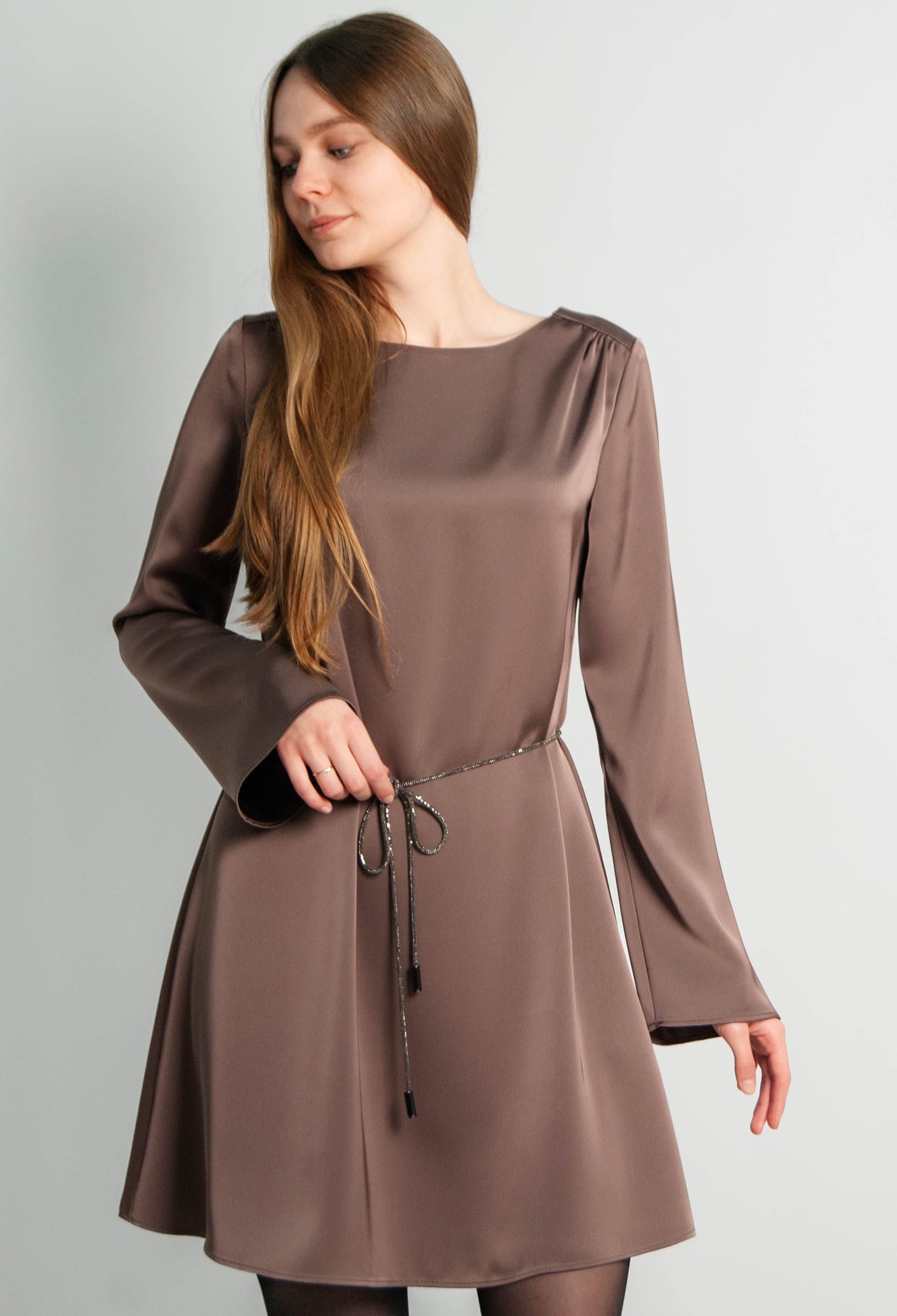 Плаття 7211-1 молочний шоколад атлас 36(р)