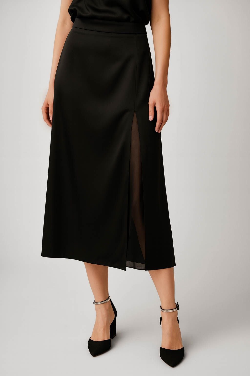 Спідниця 1544 чорний атлас 42(р)