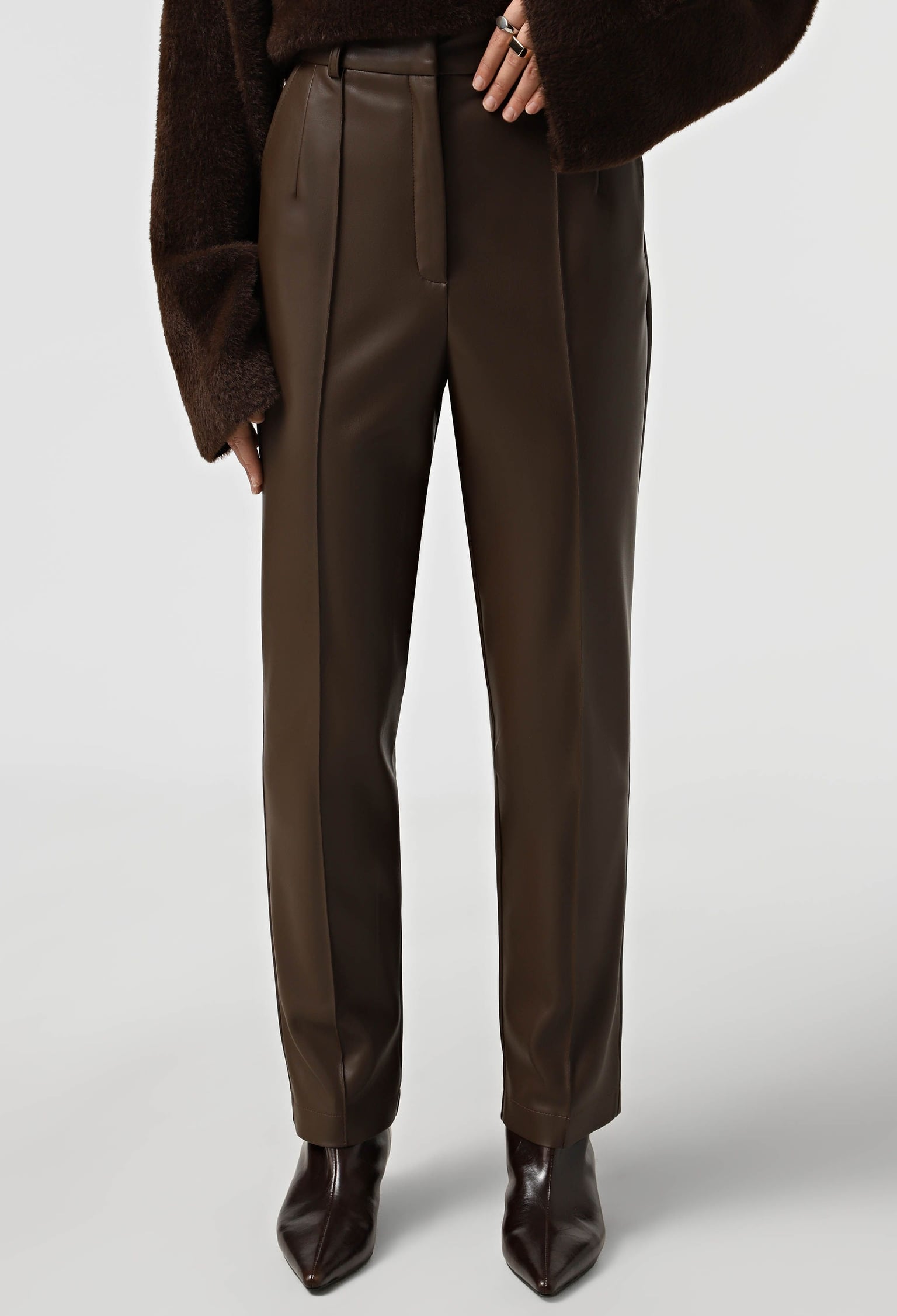 Брюки 9056-2 шоколадний шкіра на замші 36(р)