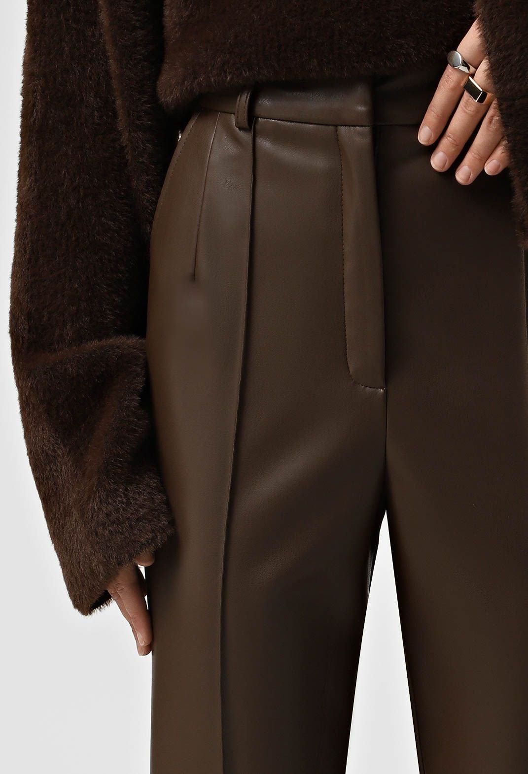 Брюки 9056-2 шоколадний шкіра на замші 36(р)