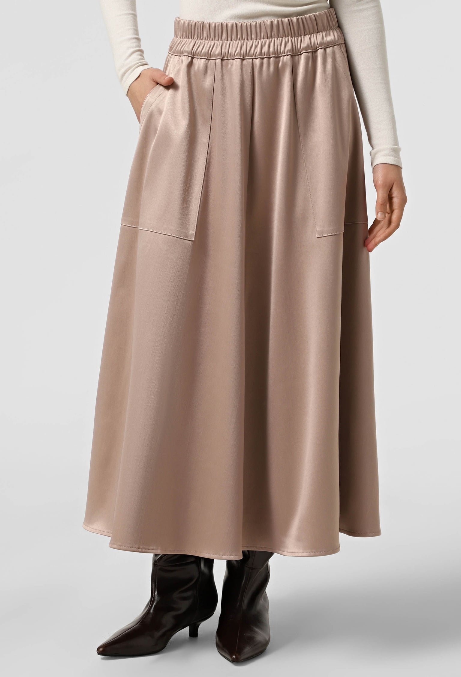 Спідниця 1371-2 бежевий атлас 44(р)