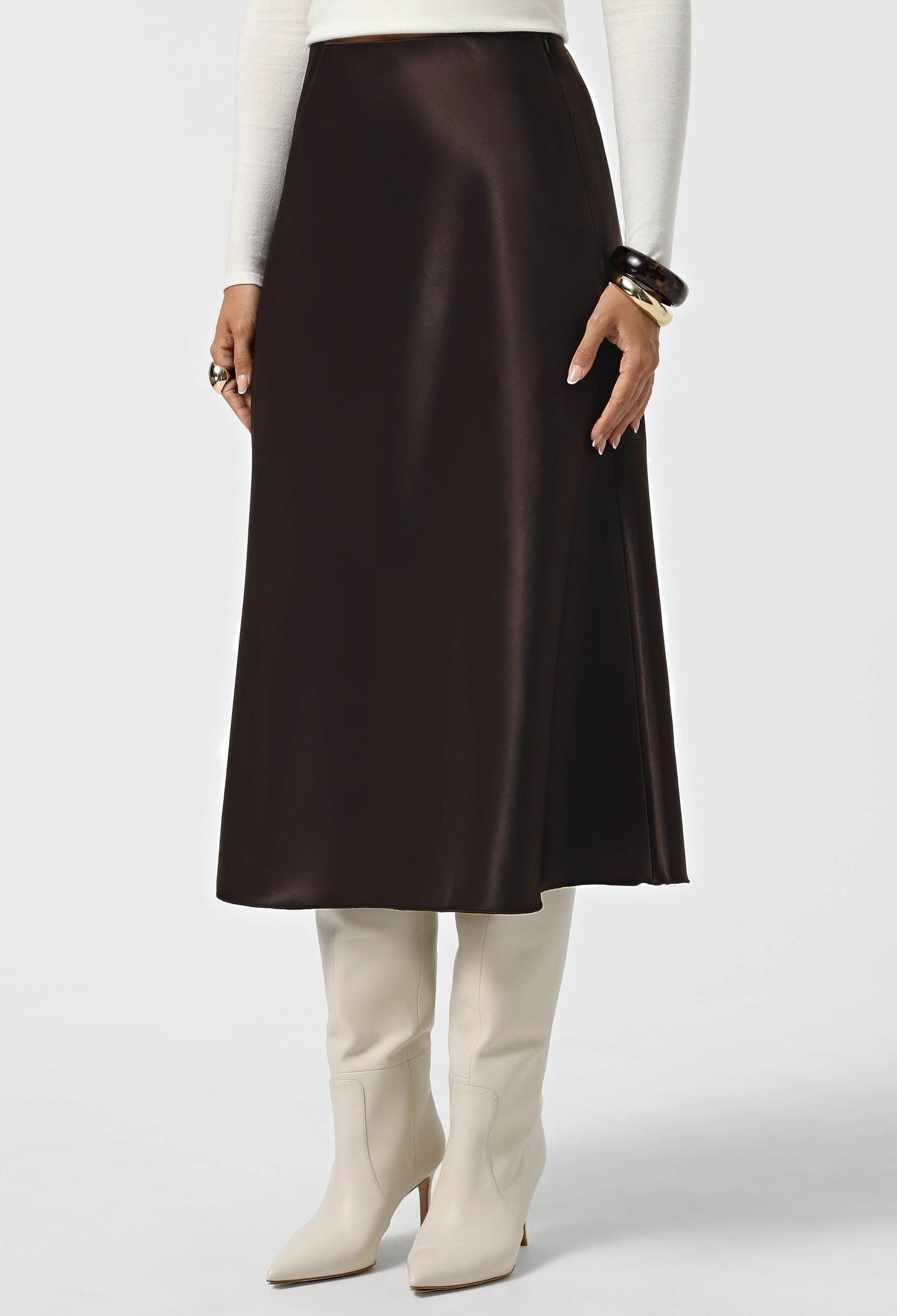 Спідниця 1279-12 шоколадний атлас 42(р)