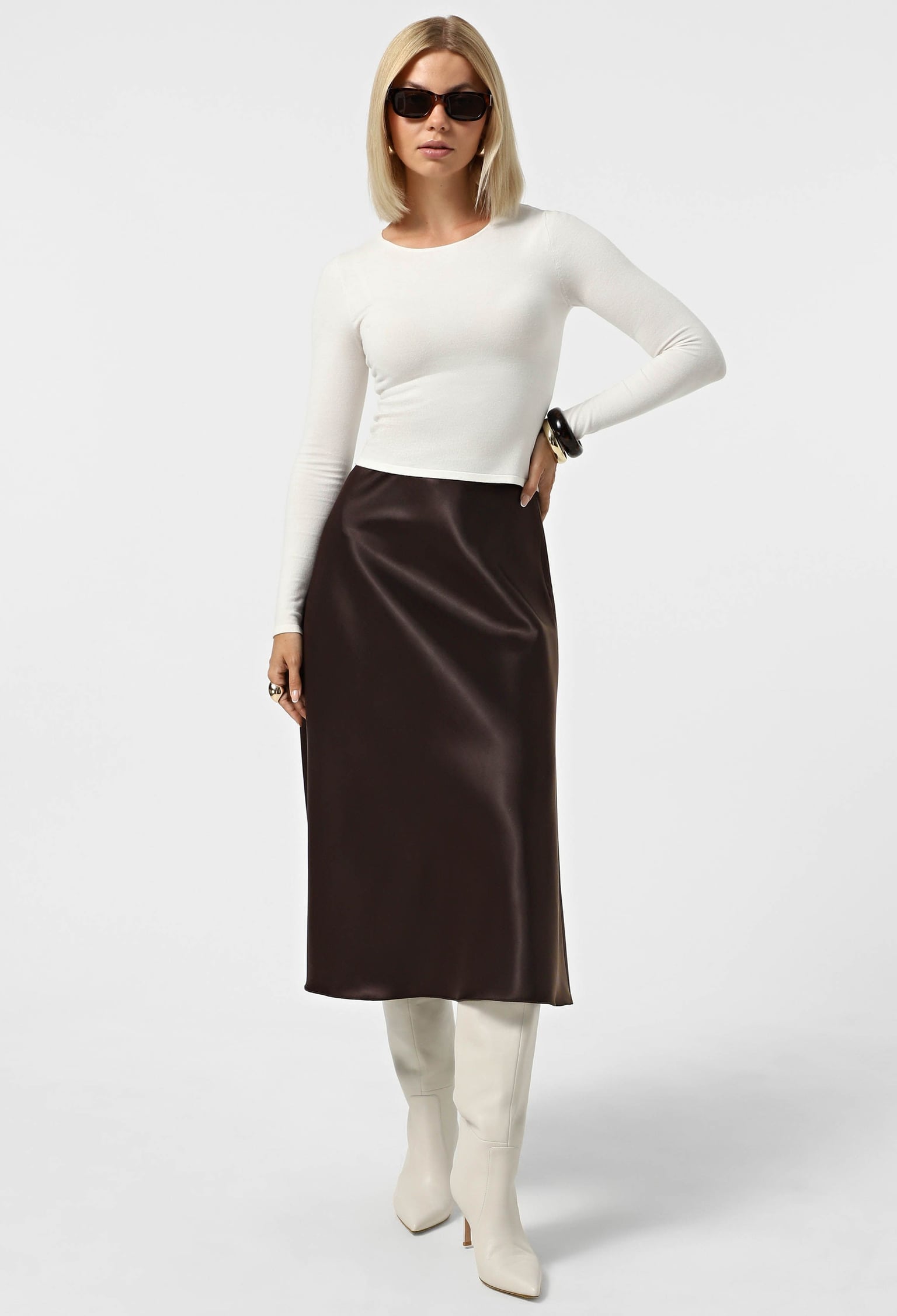 Спідниця 1279-12 шоколадний атлас 36(р)