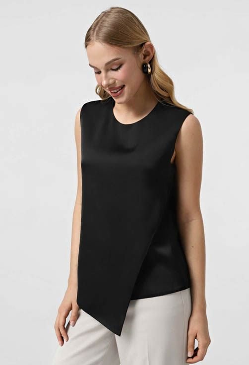 Блузка 5205 чорний атлас 40(р)