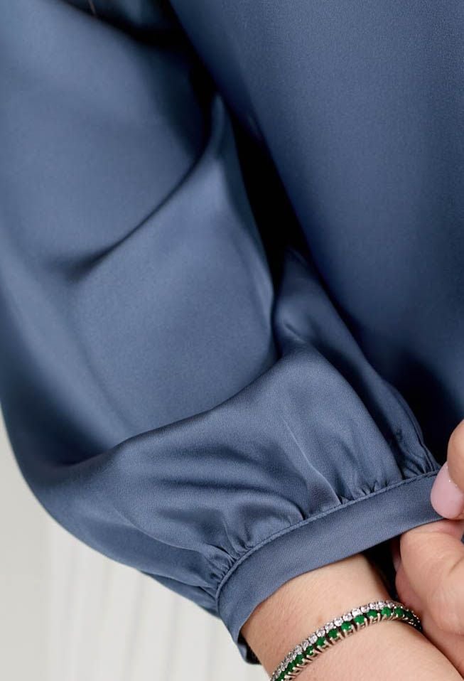 Блузка 5012-25 синьо-сірий шовк-армані 46(р)