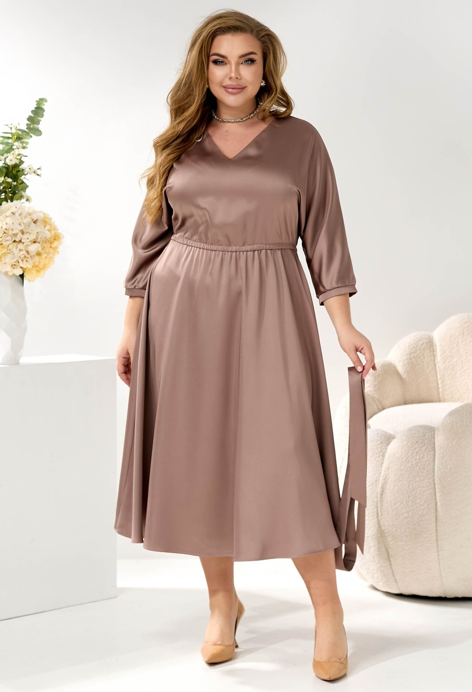 Плаття 7216 капучино атлас 44(р)