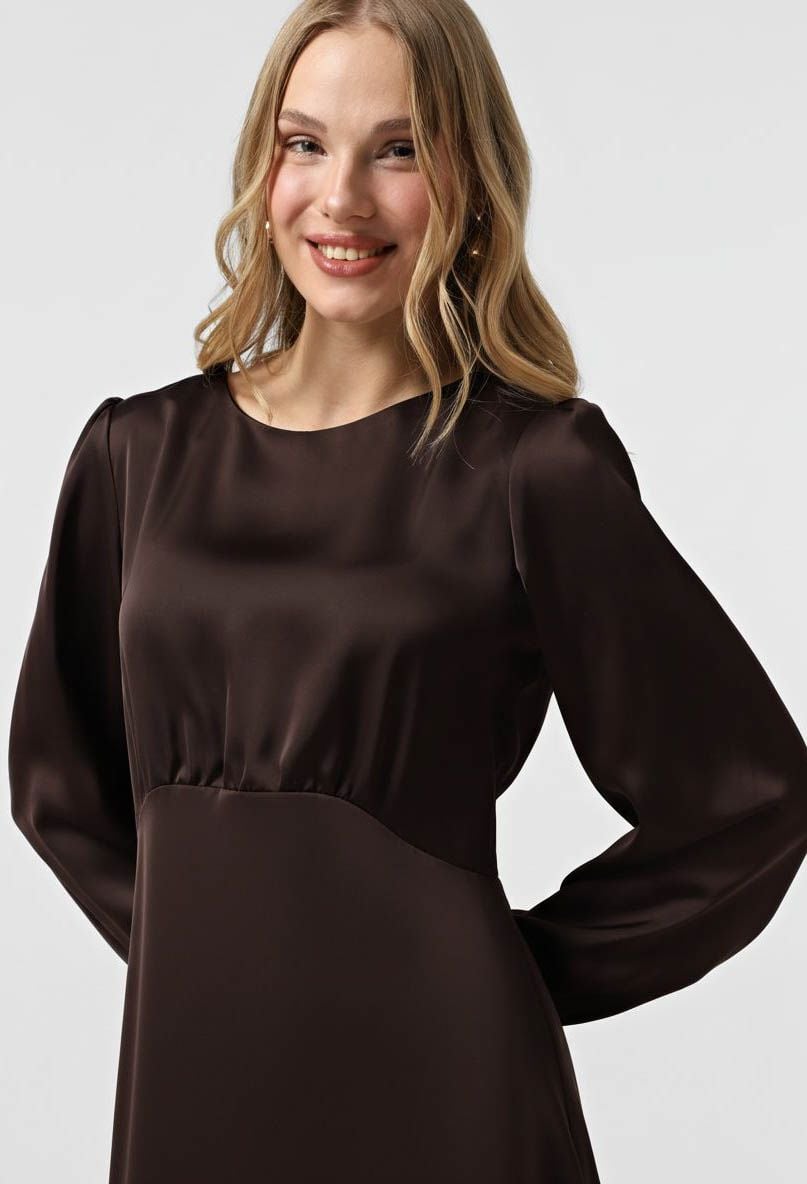 Плаття 7190-2 шоколадний атлас 42(р)