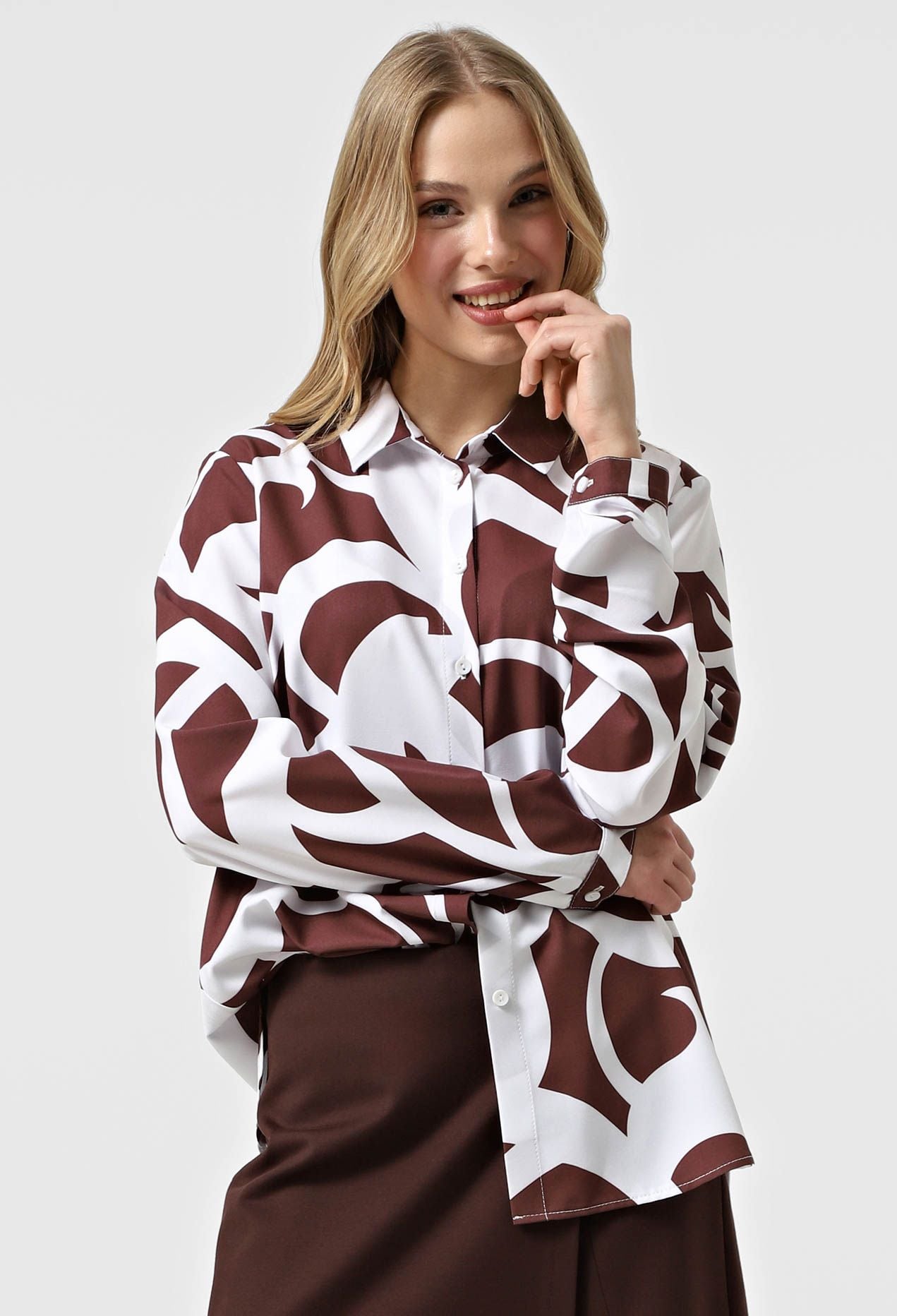 Блузка 5069-3 білий, принт софт 38(р)