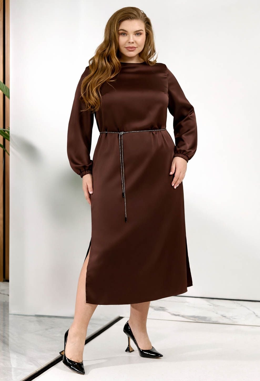 Плаття 7221 шоколадний атлас 44(р)