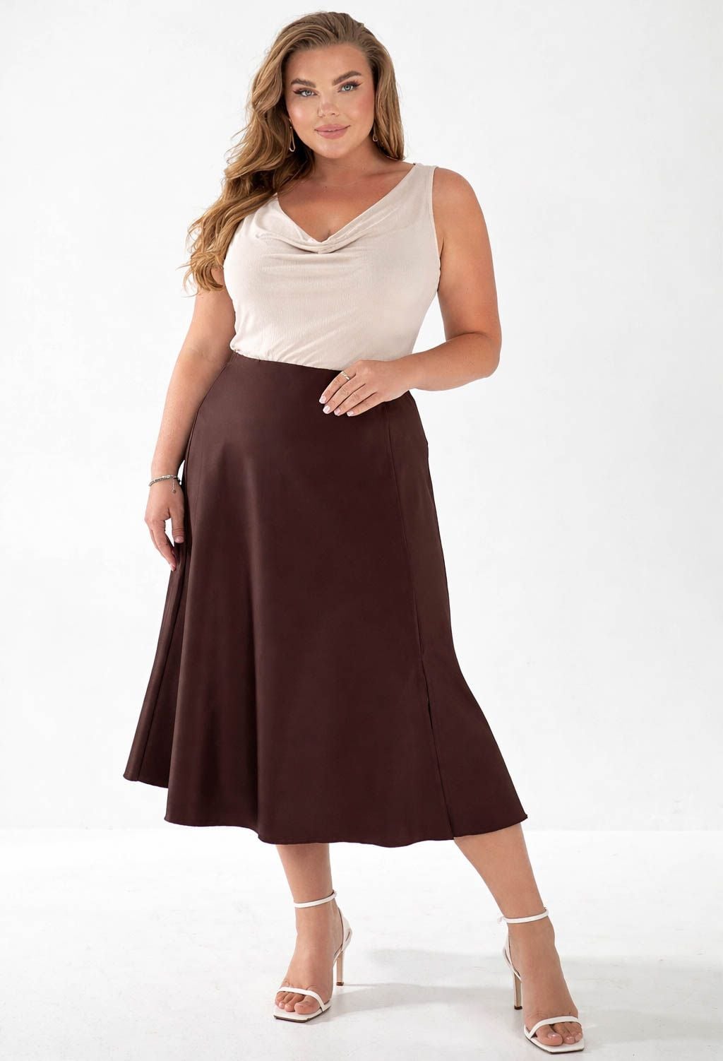 Спідниця 1365-8 шоколадний атлас 44(р)