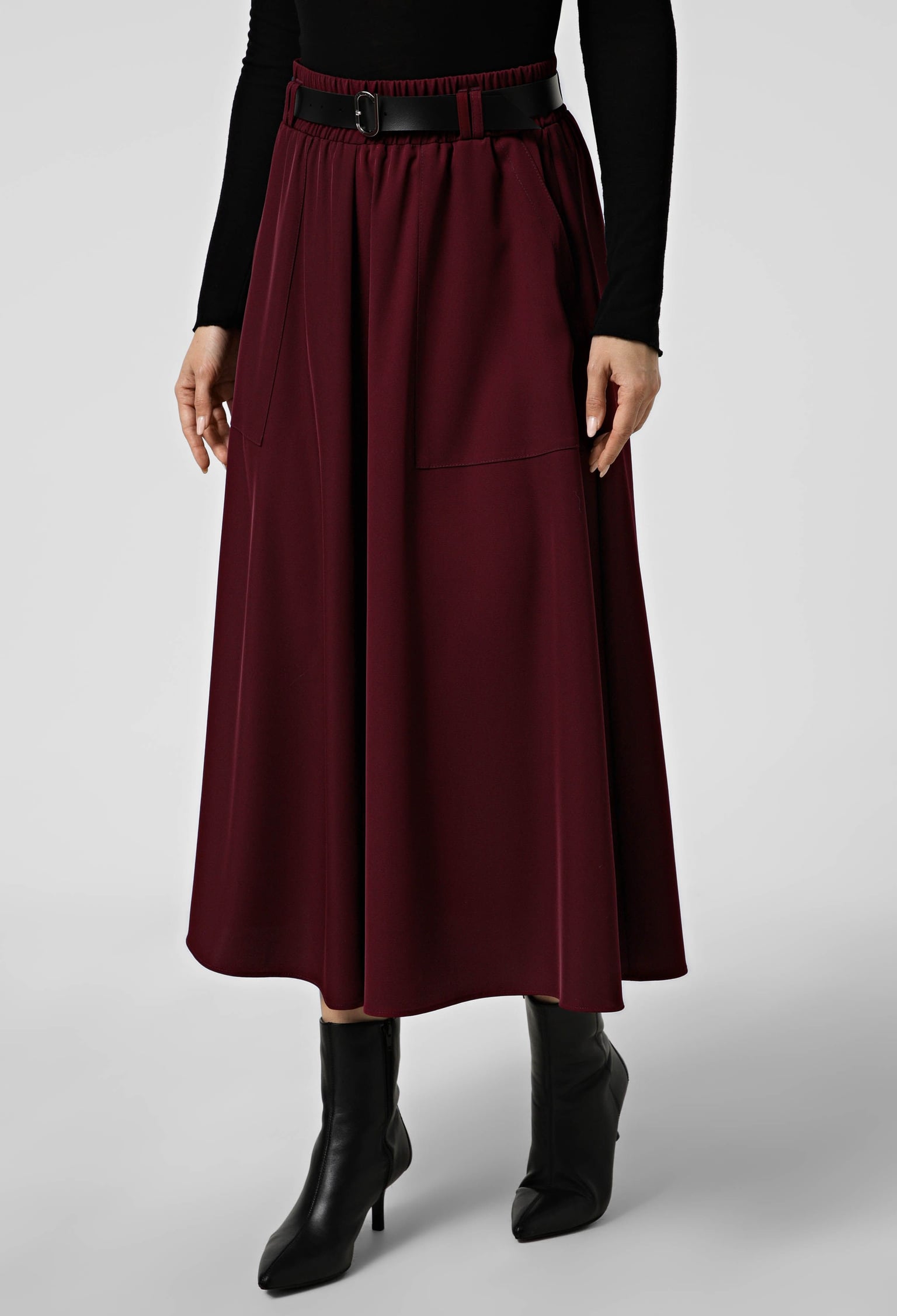 Спідниця 1465-1 бордовий креп-шовк 38(р)