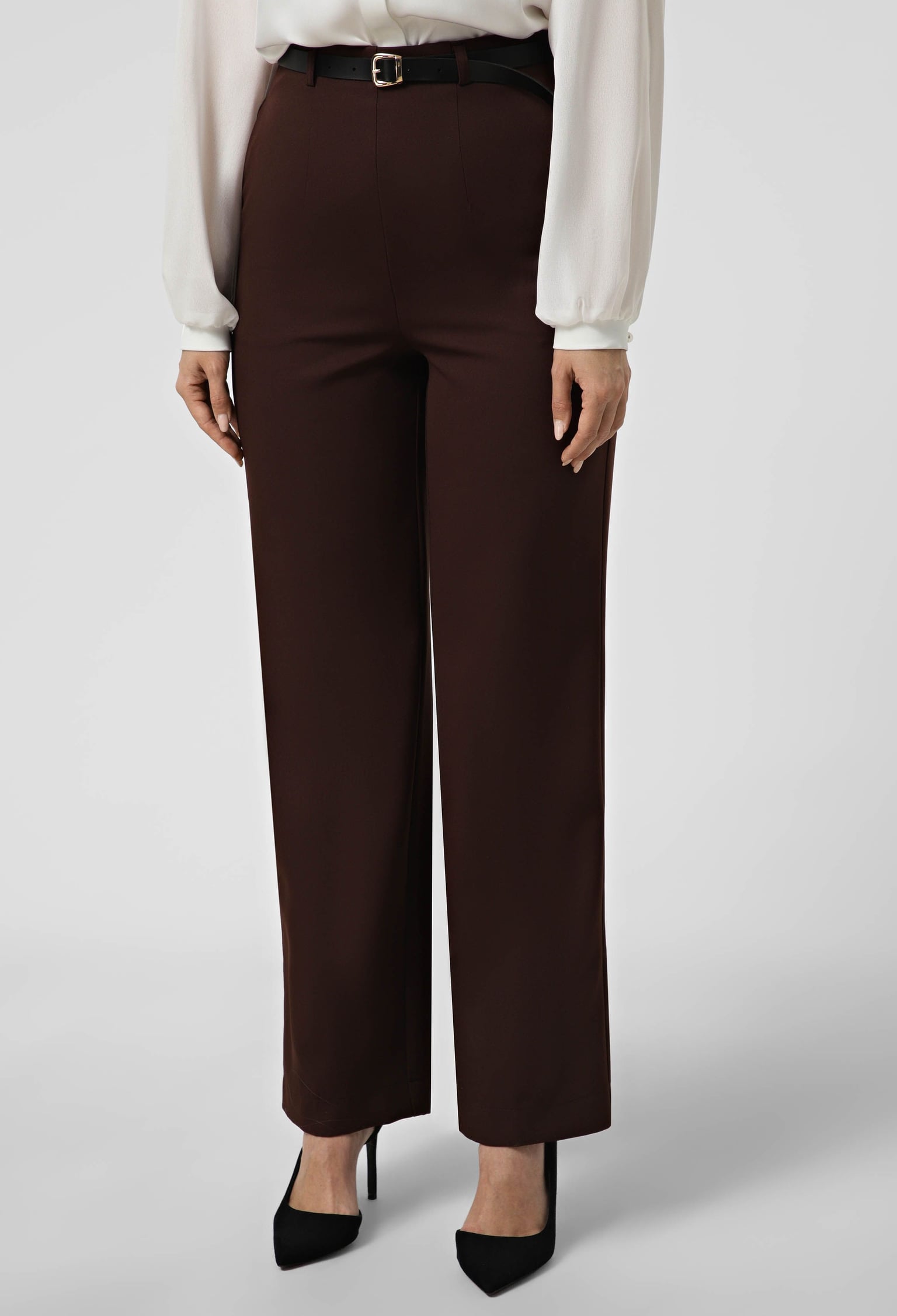 Брюки 9115-2 шоколадний костюмка 34(р)