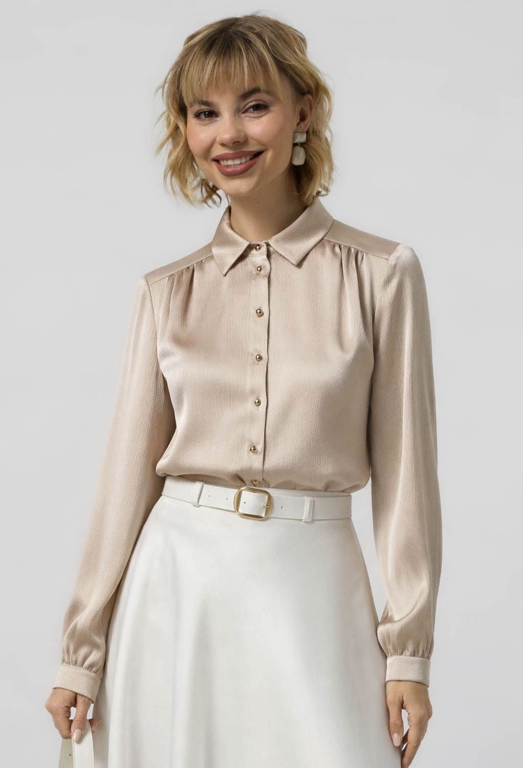 Блузка 5084-13 бежевий шовк-жатка 46(р)