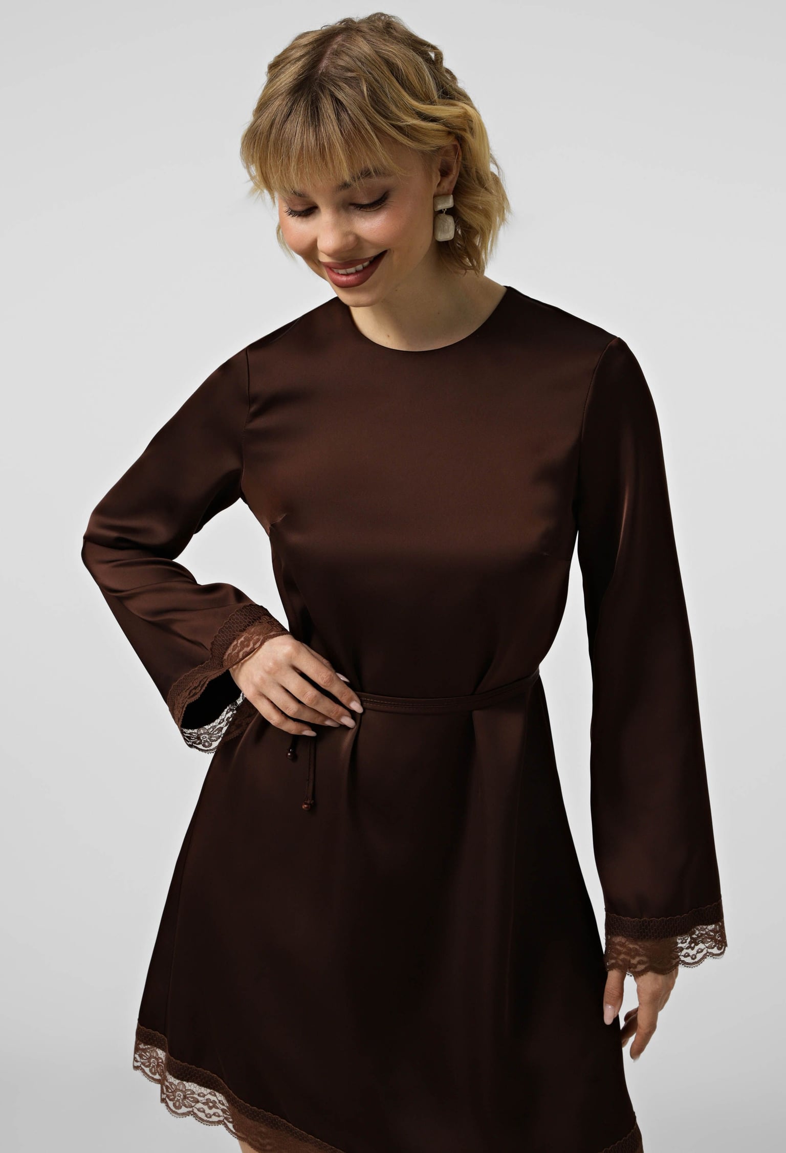 Плаття 7223 шоколадний атлас 42(р)