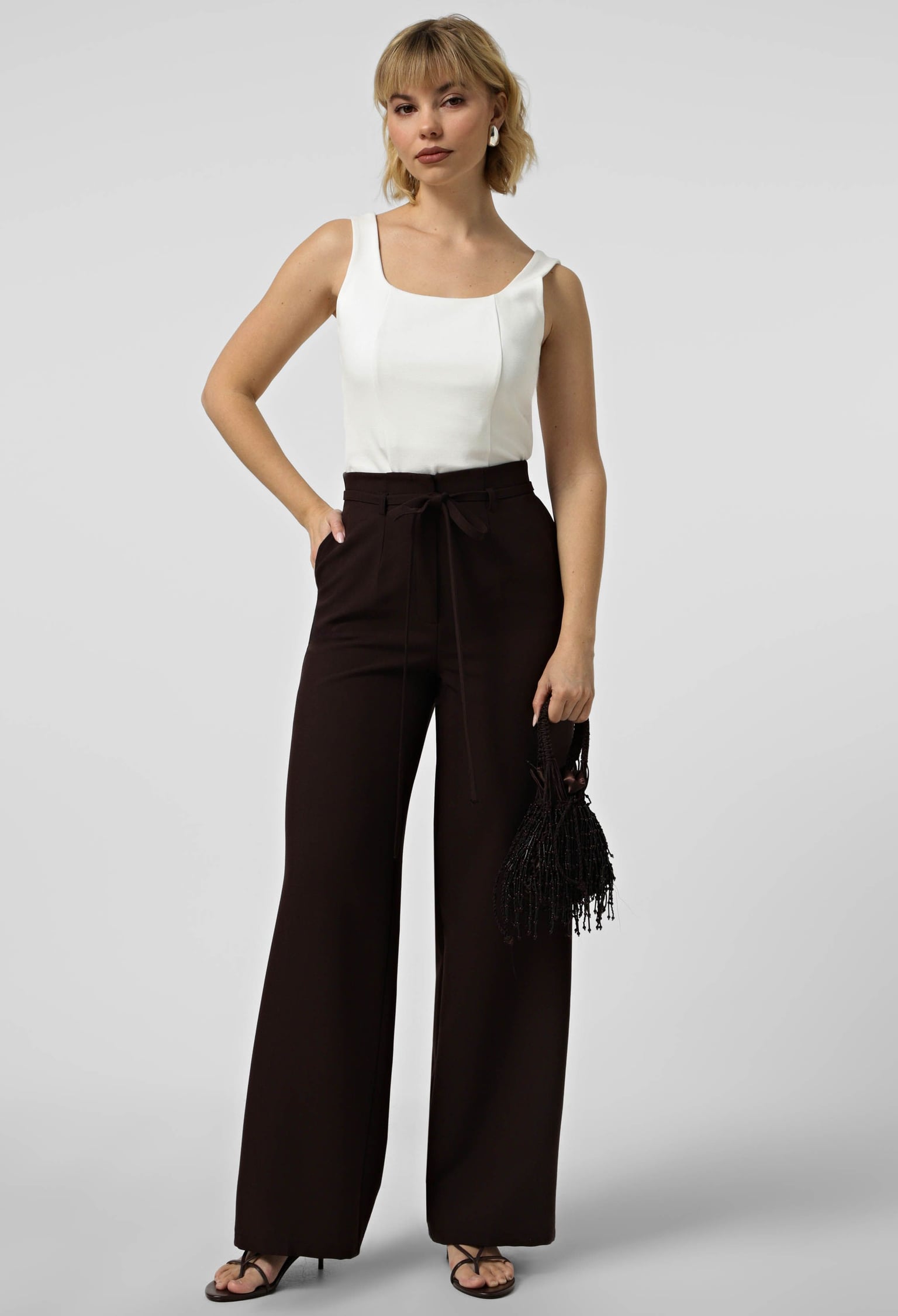 Брюки 9148 шоколадний костюмка 34(р)