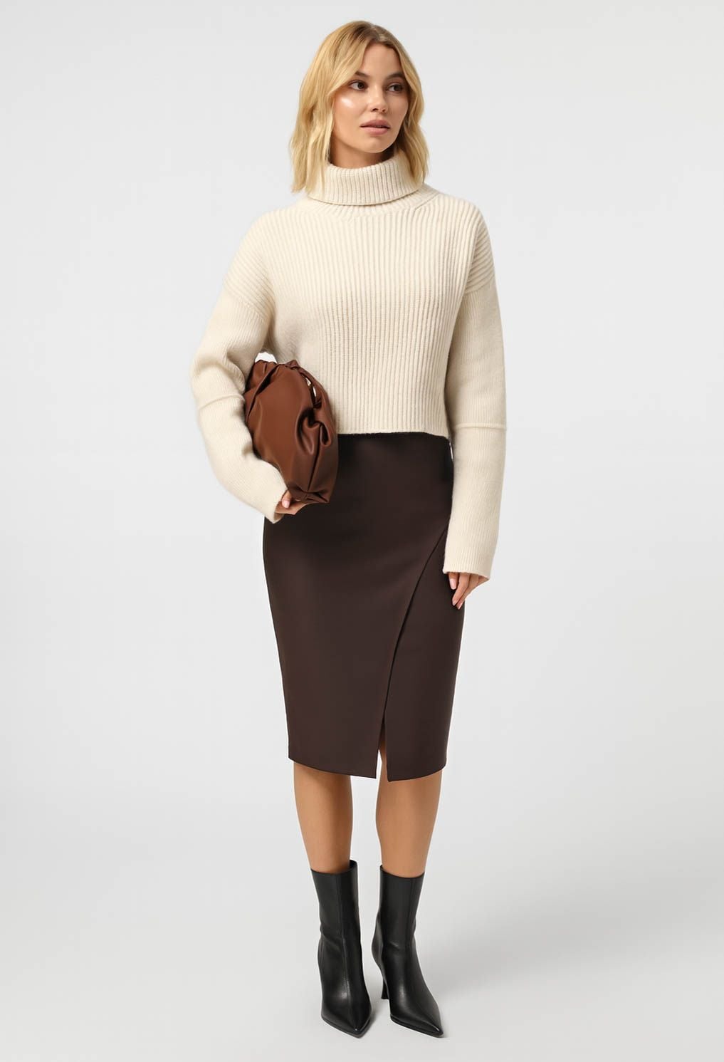 Спідниця 574-13 шоколадний шкіра на замші 42(р)