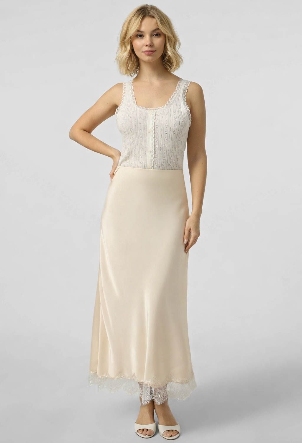 Спідниця 1548 екрю атлас 42(р)