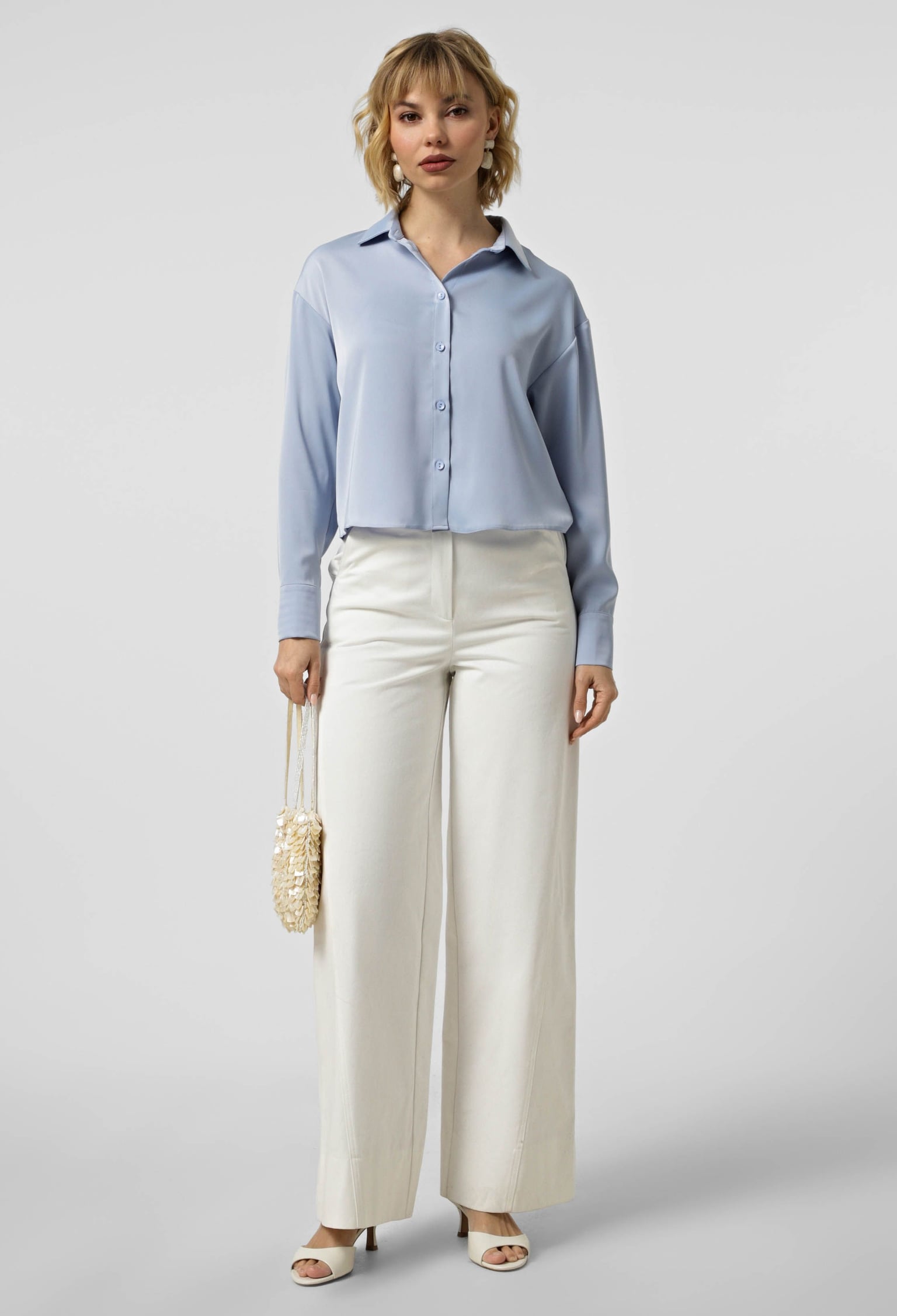 Блузка 5212 блакитний атлас 44(р)