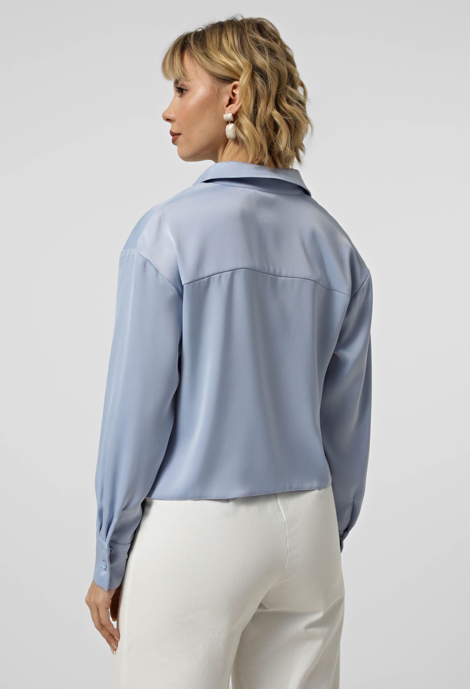 Блузка 5212 блакитний атлас 44(р)