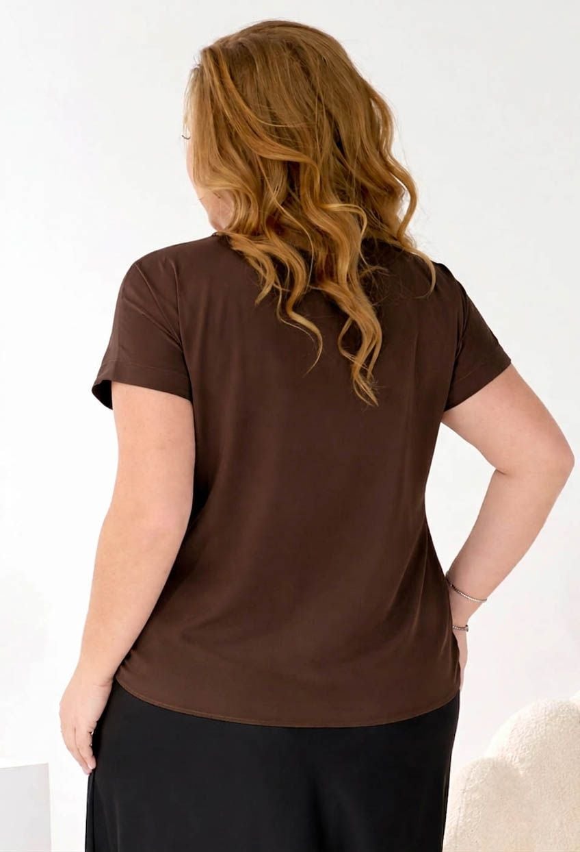 Блузка 5140-8 шоколадний атлас 50(р)