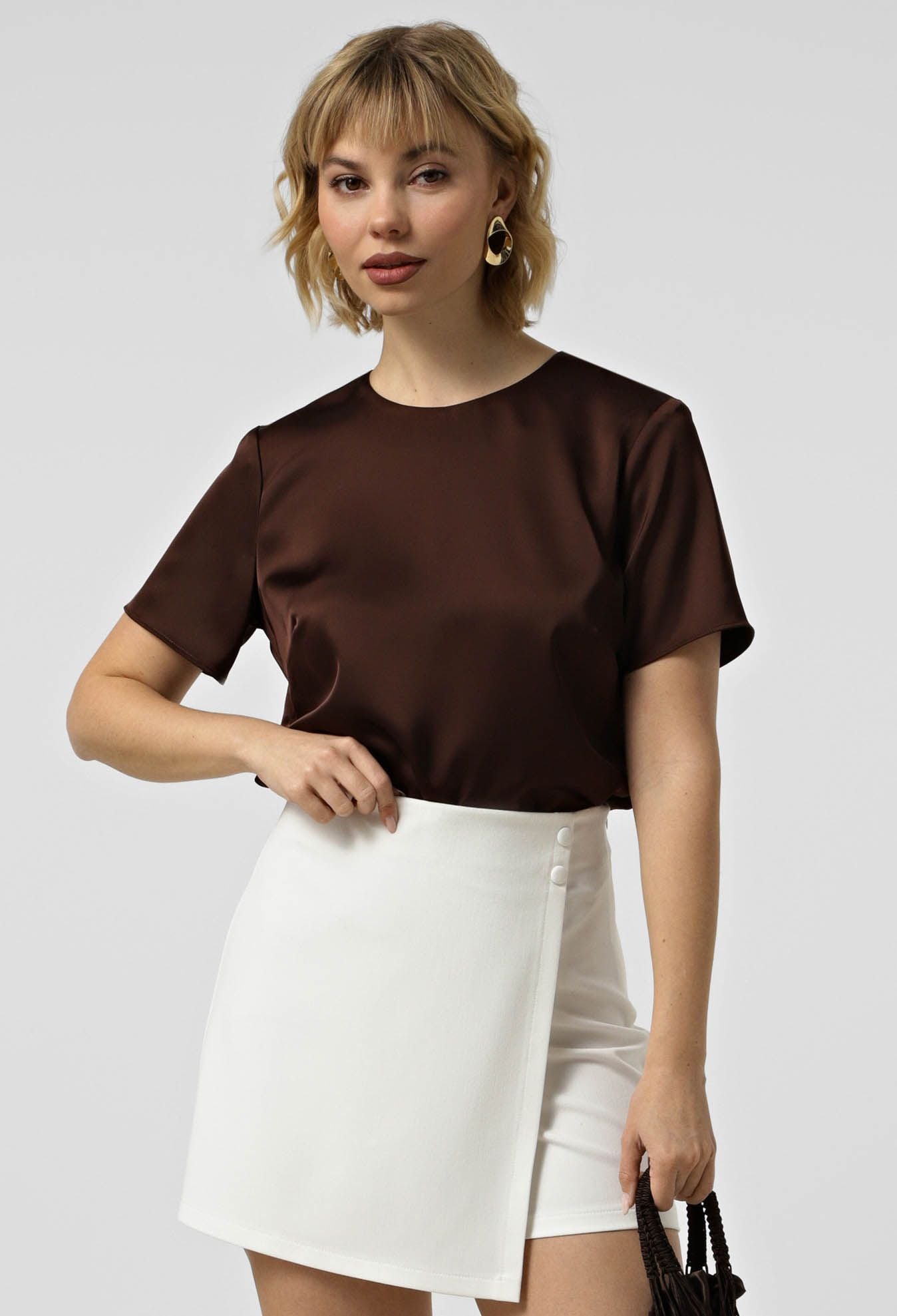 Блузка 5213 шоколадний атлас 38(р)