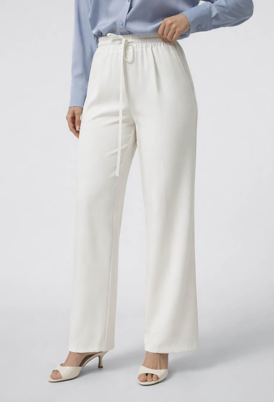 Брюки 9149 молочний костюмка 40(р)