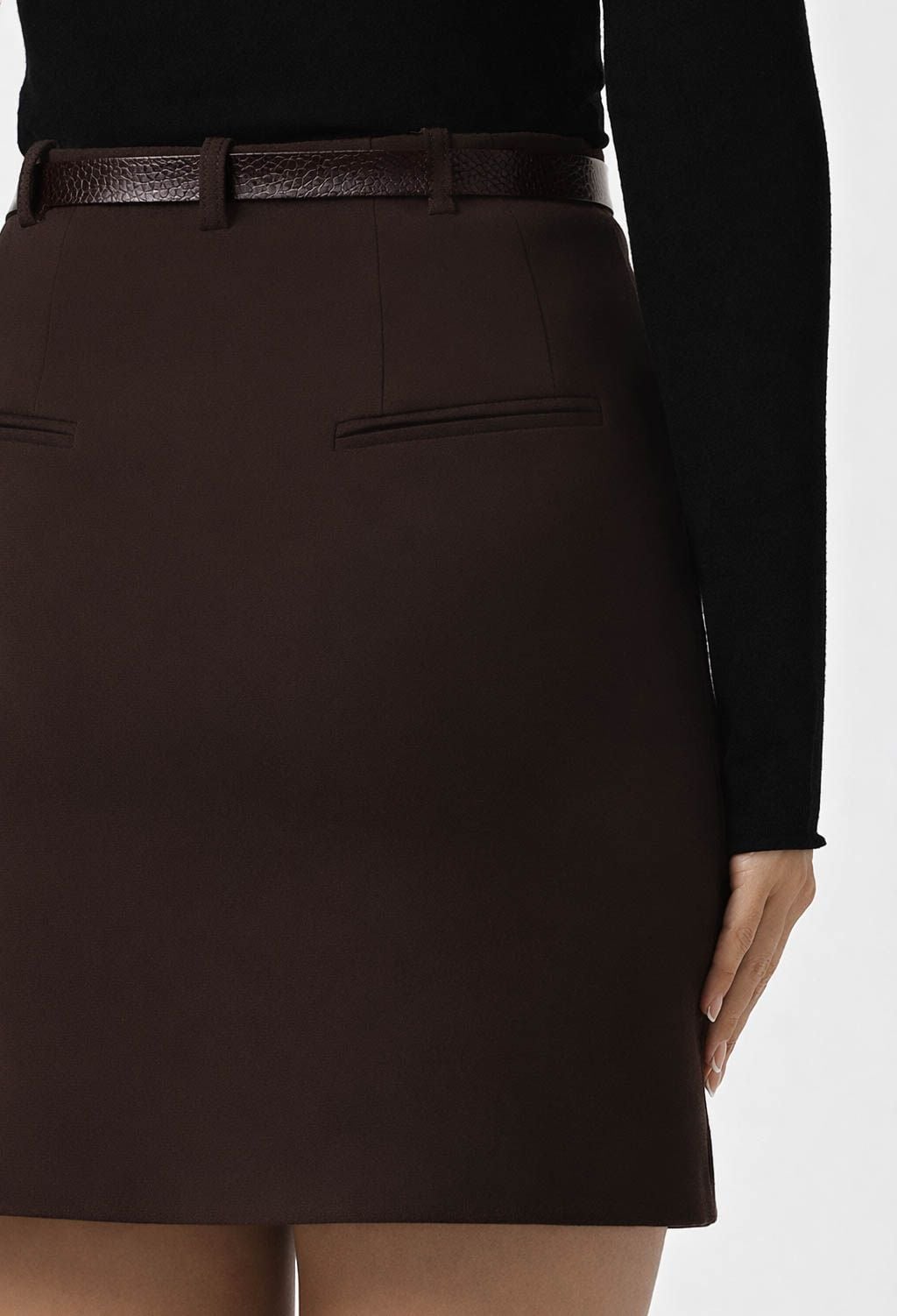Спідниця 1480-4 темний шоколад костюмка 42(р)