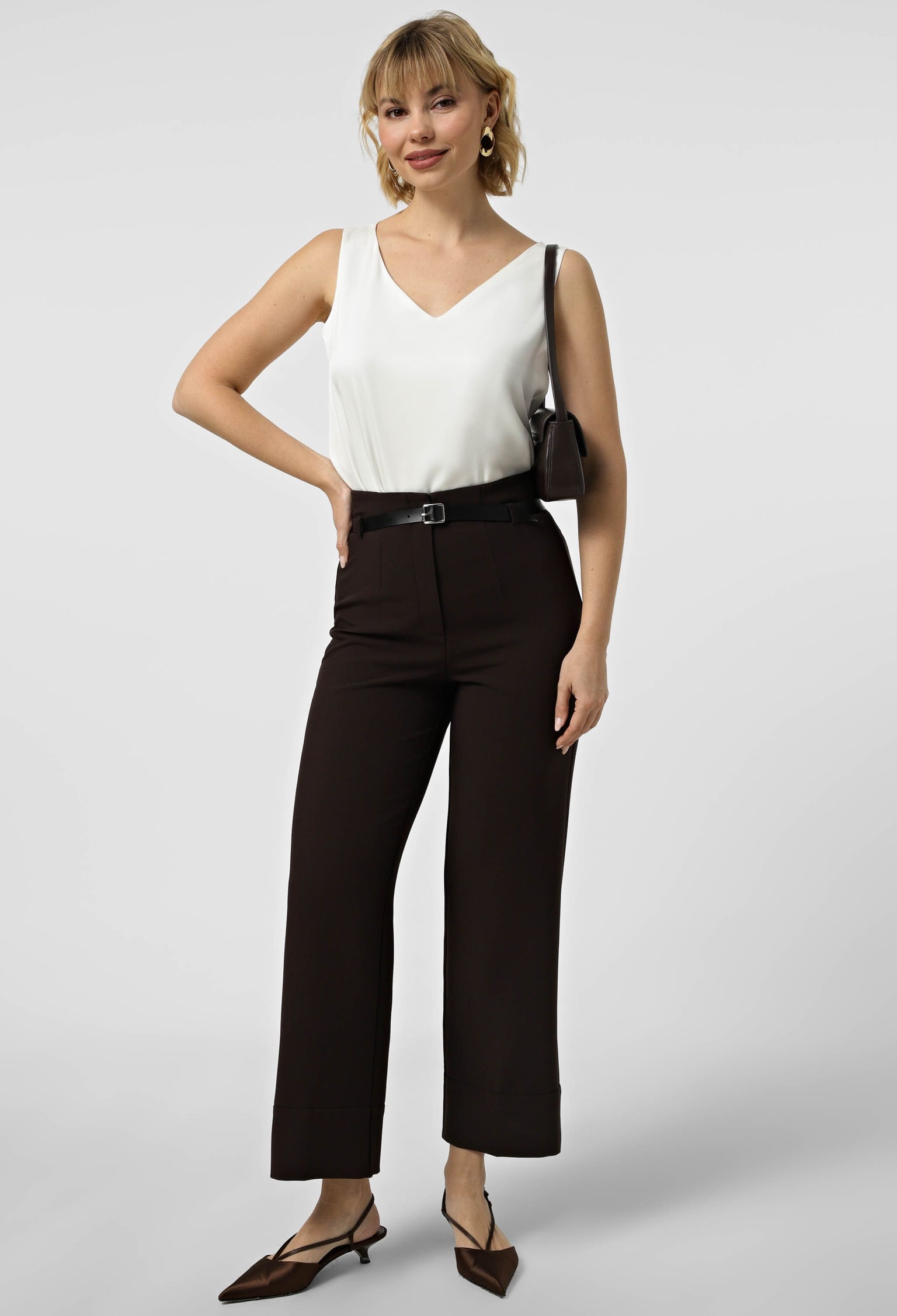 Брюки 9147 шоколадний костюмка 44(р)